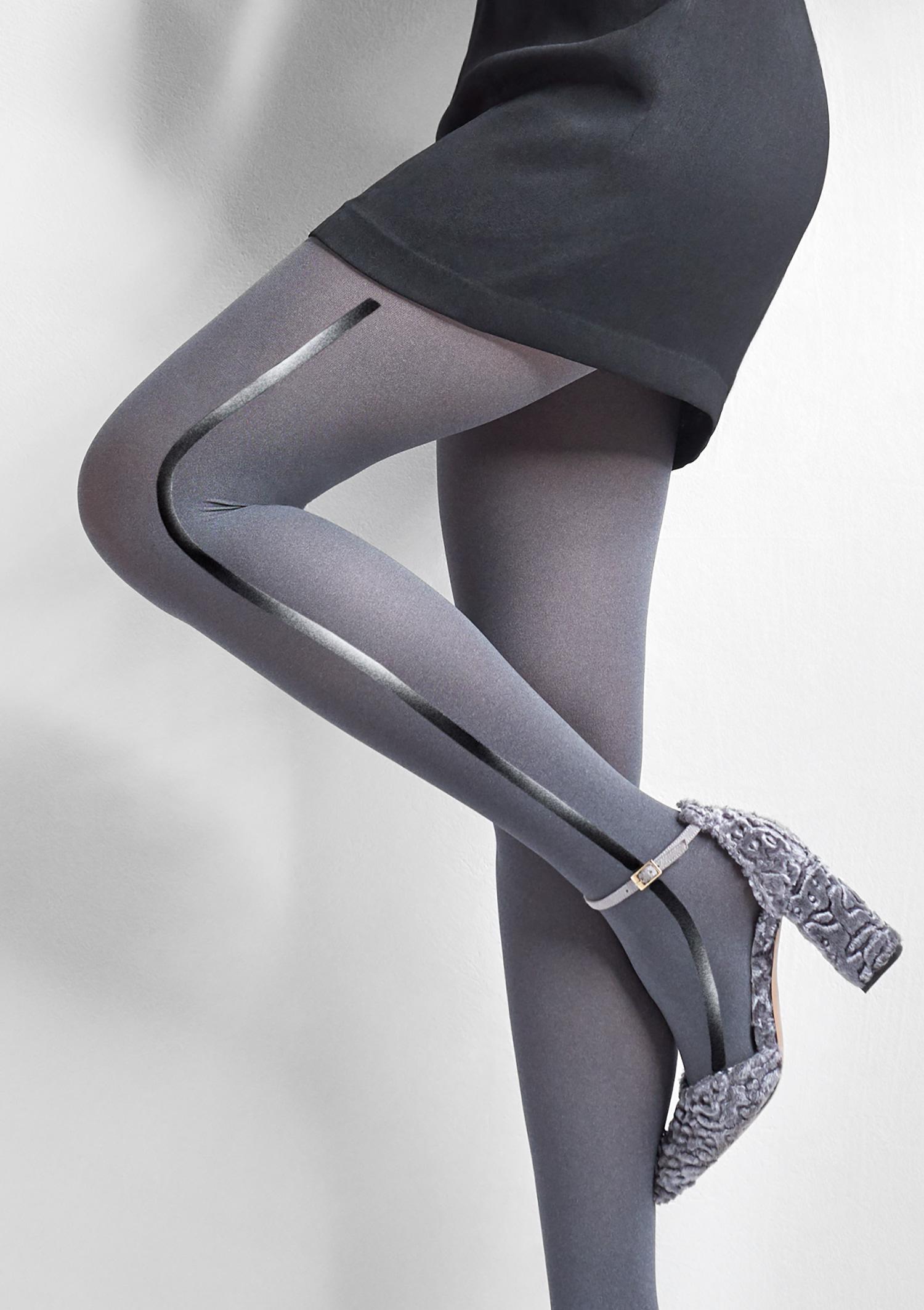 Rajstopy z Bocznym Paskiem Emmy R07 Marilyn, black/black