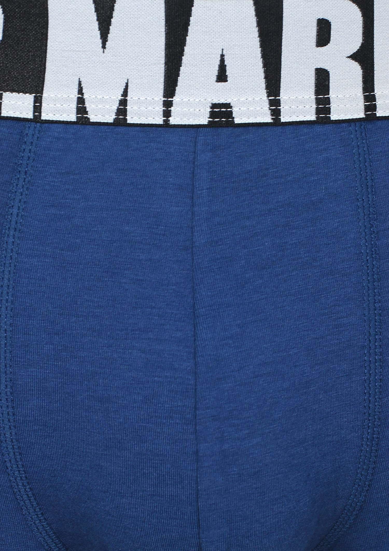 Bokserki męskie klasyczne z logowaną gumą niebieskie Letters Boxer Marilyn