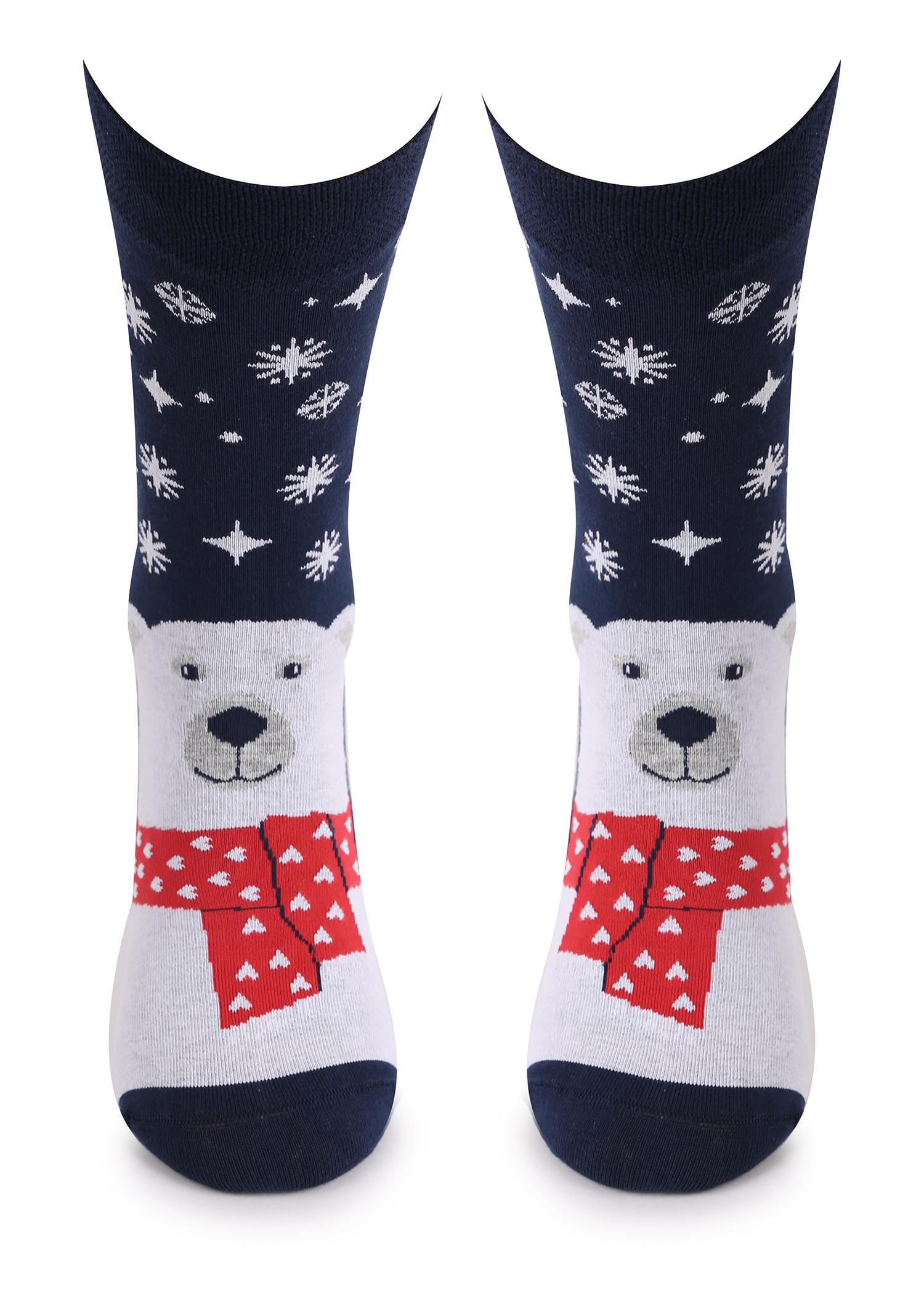 Bawełniane Skarpetki Męskie z Misiem Polar Bear Marilyn, navy blue
