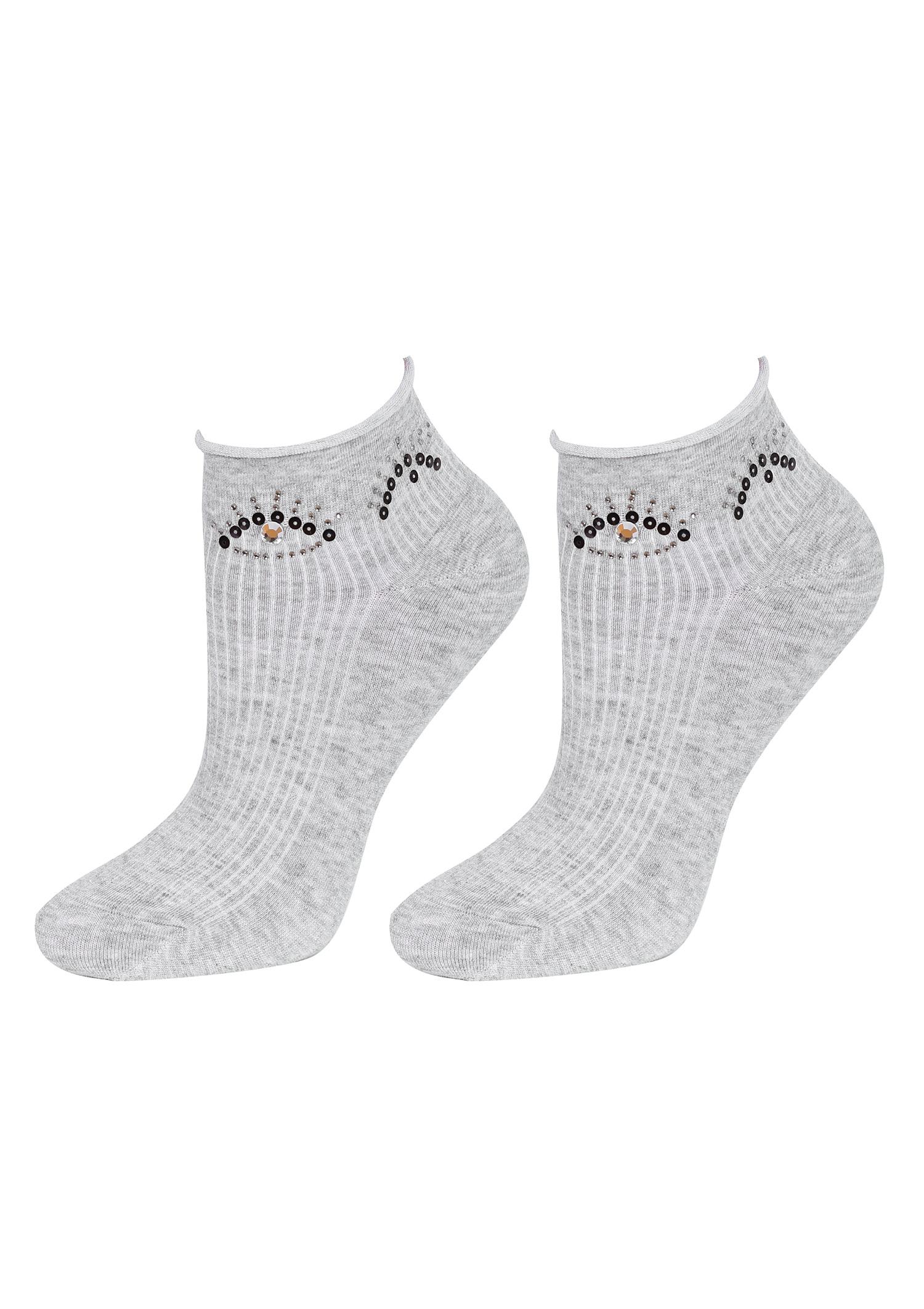 Niskie Skarpetki Damskie z Oczami Footies Blink S36 Marilyn, grey melange