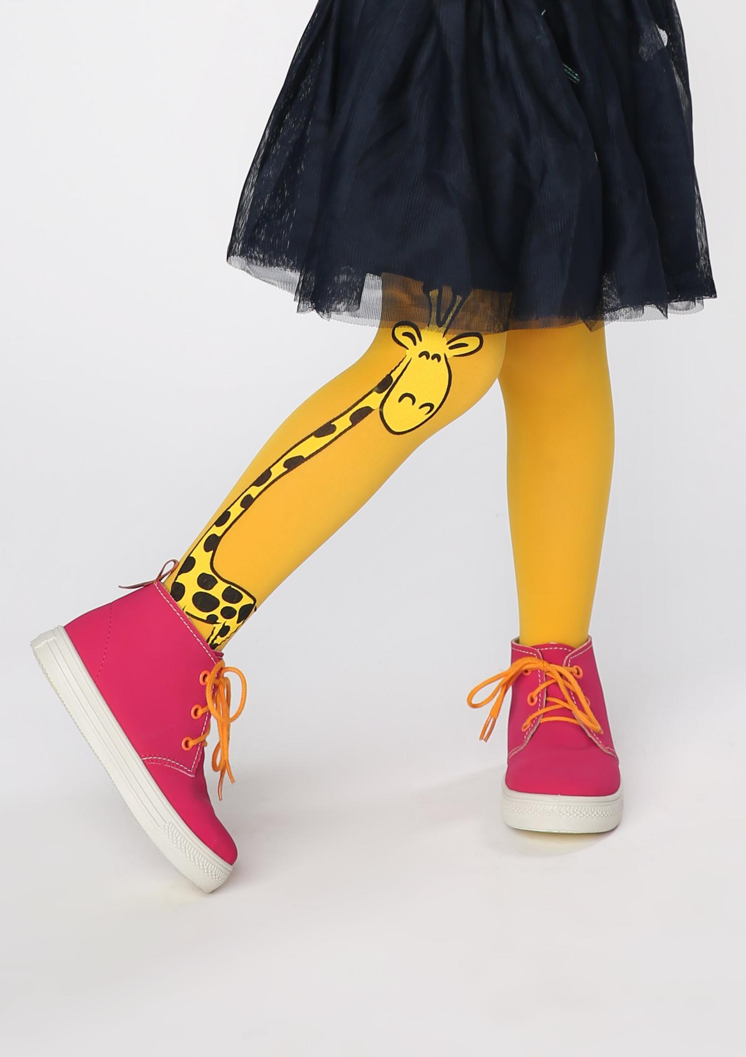 Rajstopy Dziecięce z Żyrafą Pretty Giraffe Yellow Marilyn
