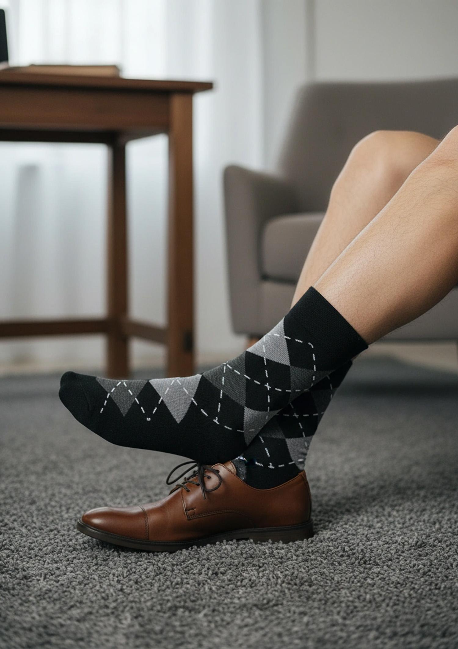 Bawełniane męskie skarpetki w romby Rhombus Marilyn, black