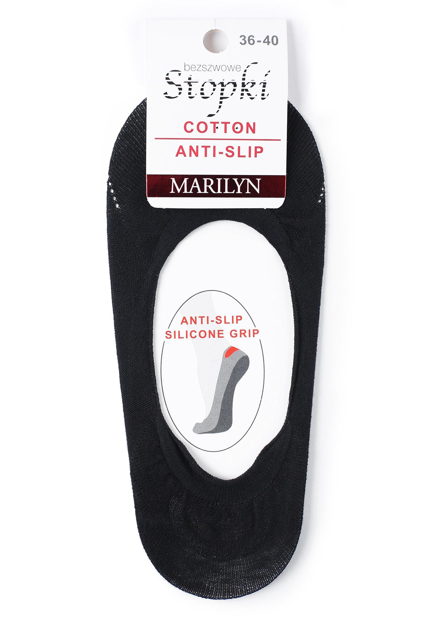 Bawełniane Stopki Damskie z Silikonem Cotton Anti-Slip Black Marilyn