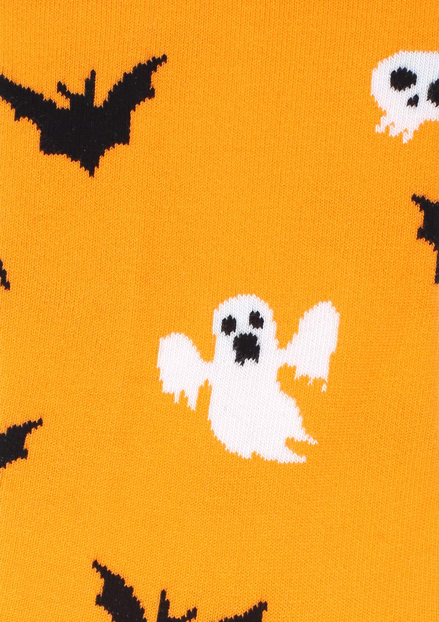 Skarpetki męskie z duchami i nietoperzami Halloween Marilyn, orange