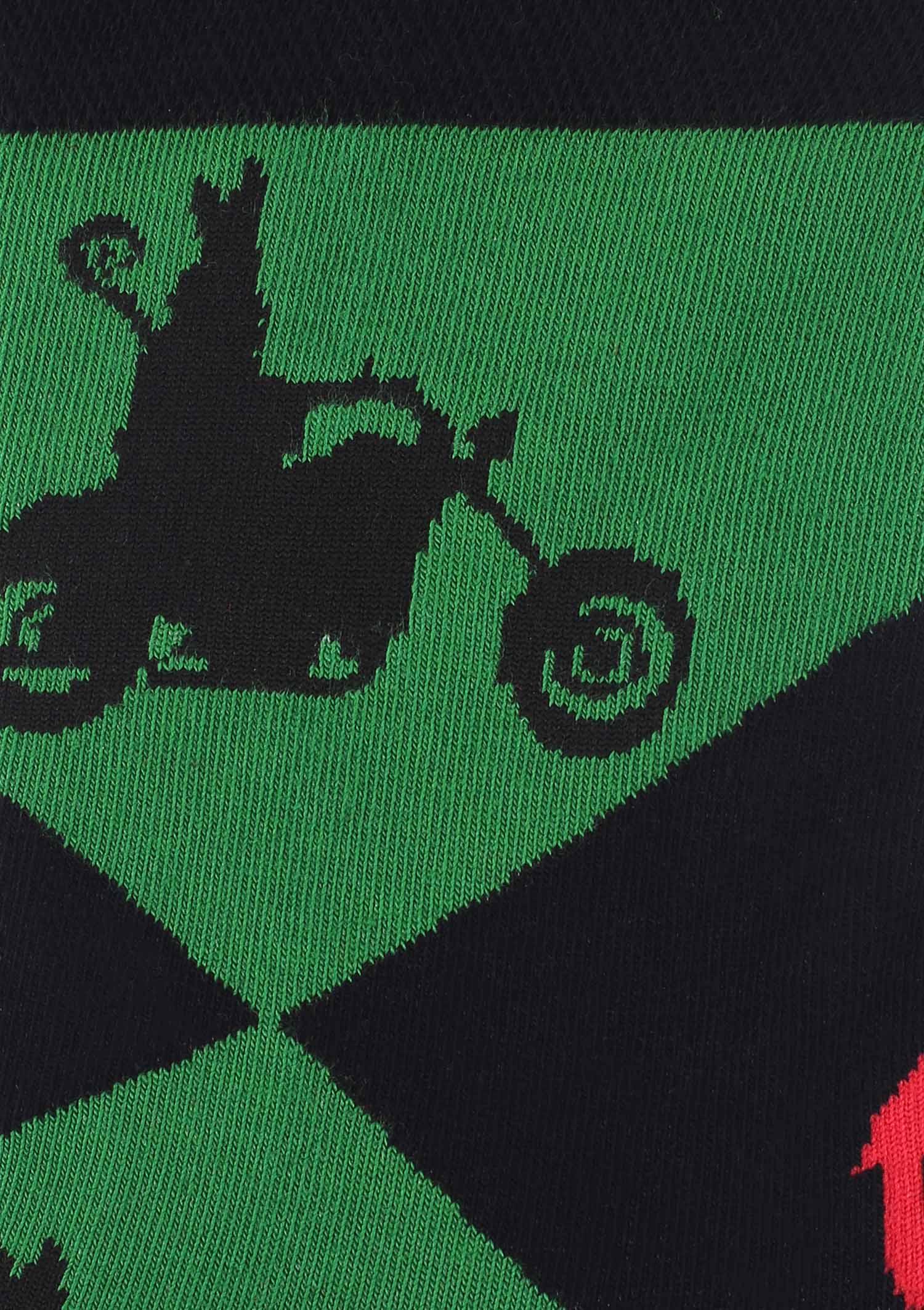 Skarpety męskie ze świętym Mikołajem na motorze Santamotorbike Marilyn, green