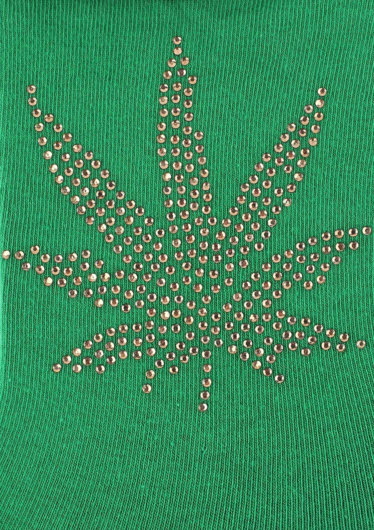Skarpetki damskie z błyszczącym liściem Cotton Green Relax Marilyn, green