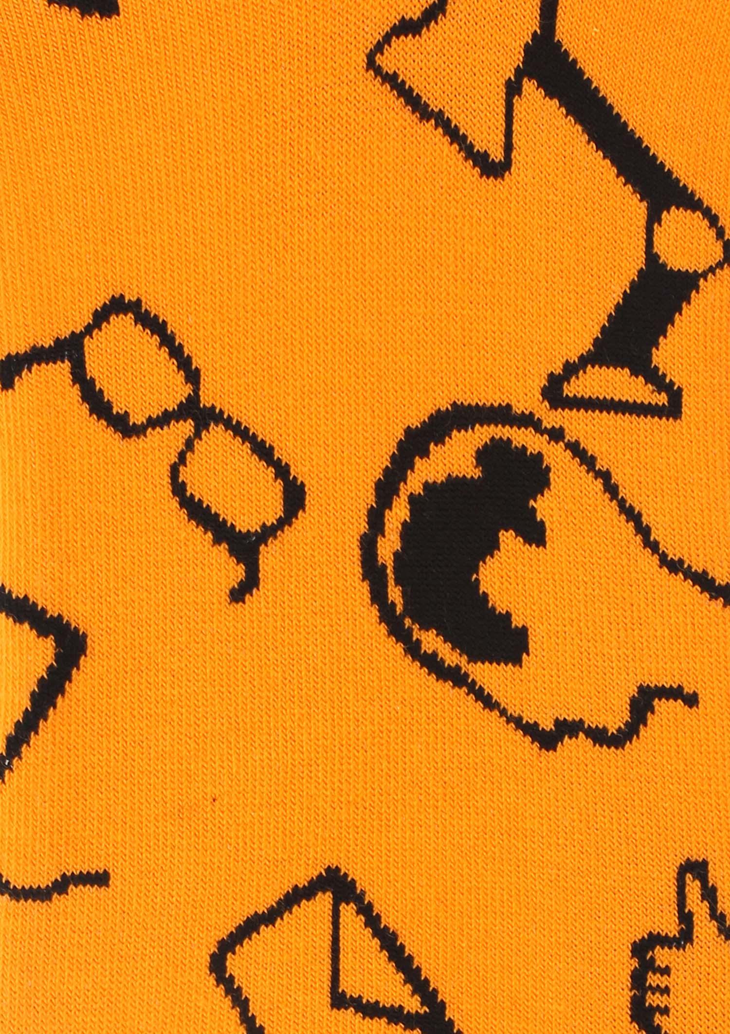Stopki męskie z grafiką akcesoriów biurowych Footies Men Office Marilyn, orange