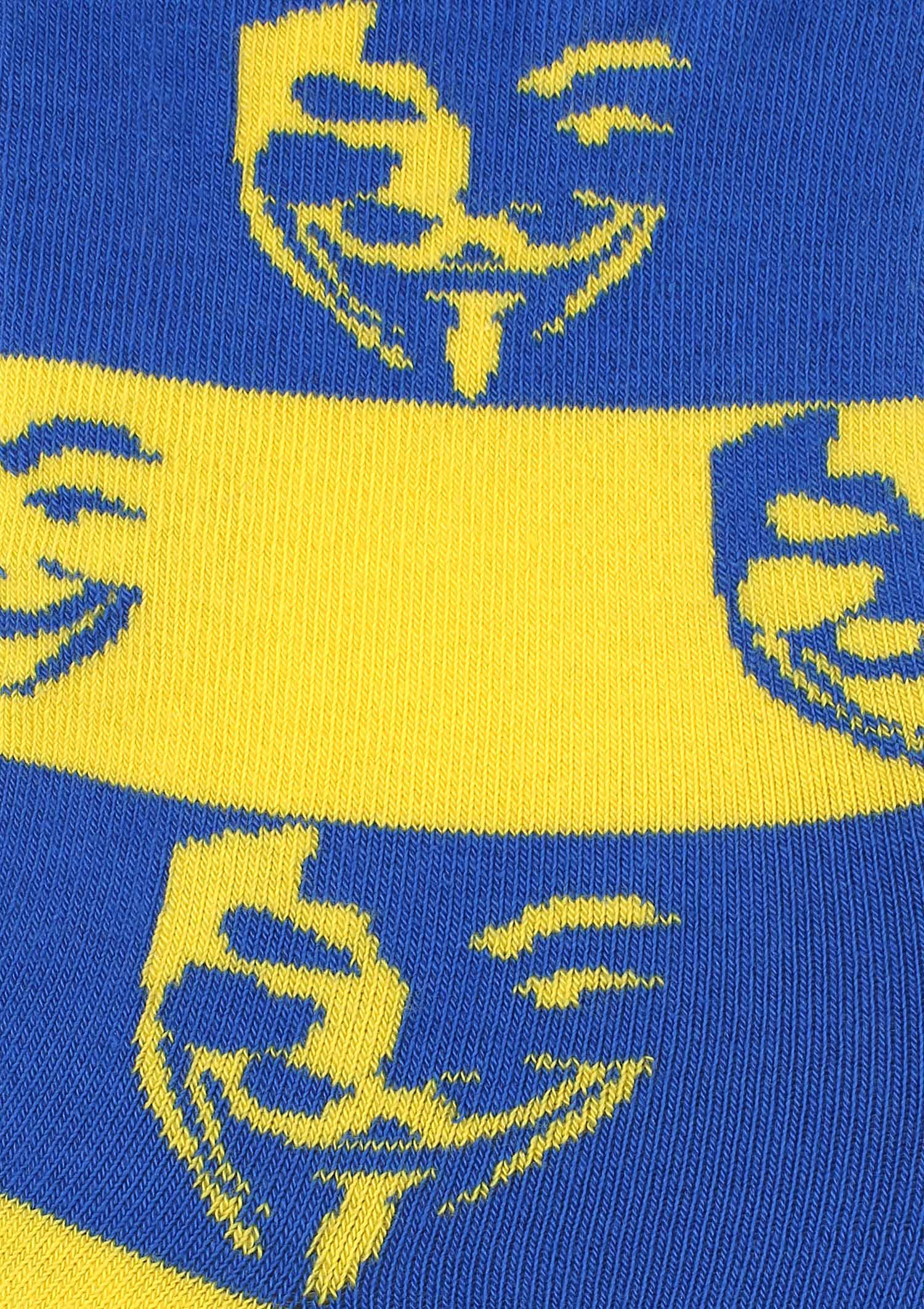 Skarpetki damskie w paski z grafiką SL Anonymus Marilyn, blue/yellow