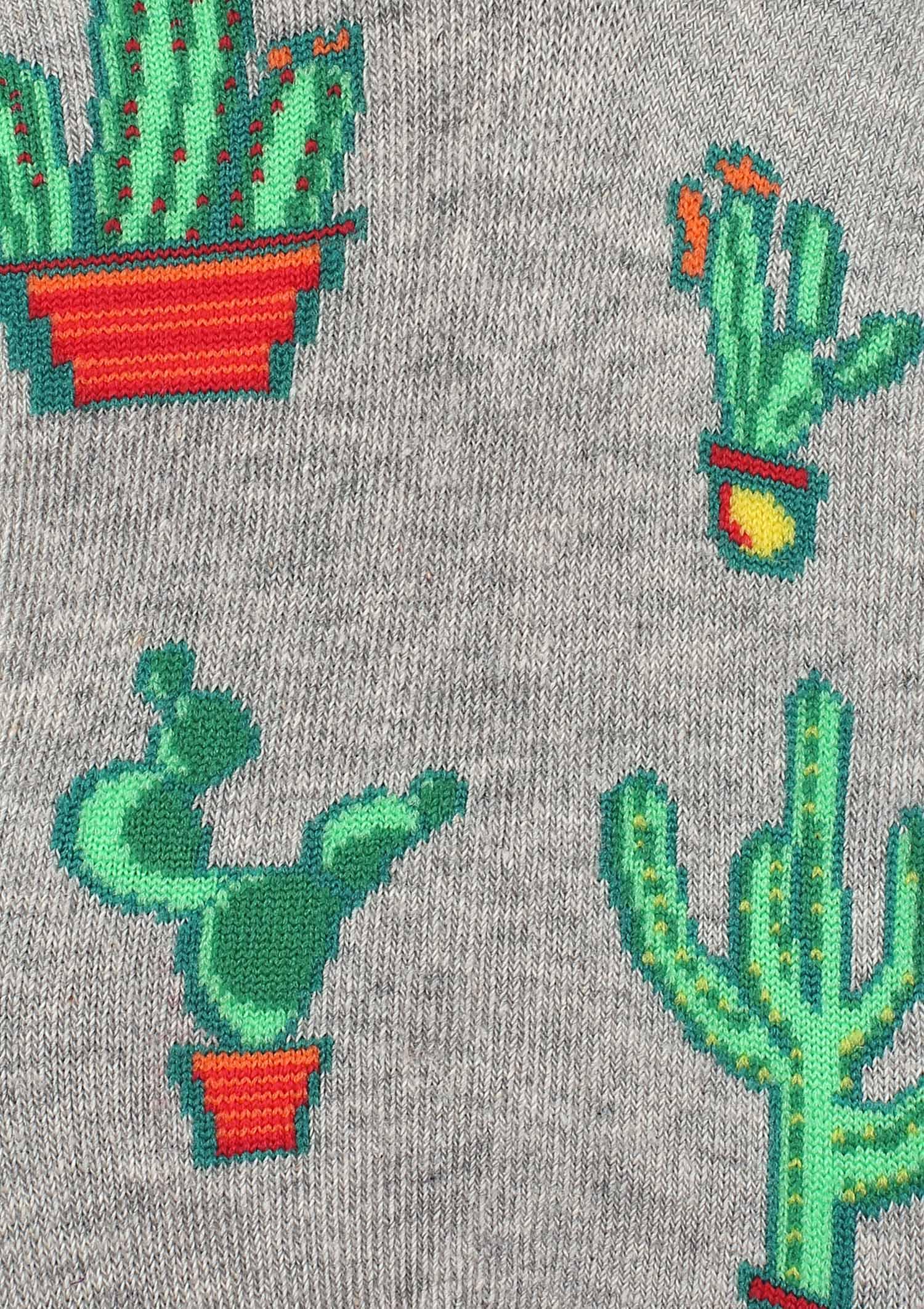 Bawełniane skarpetki damskie w kaktusy SC Cactus Marilyn, grey