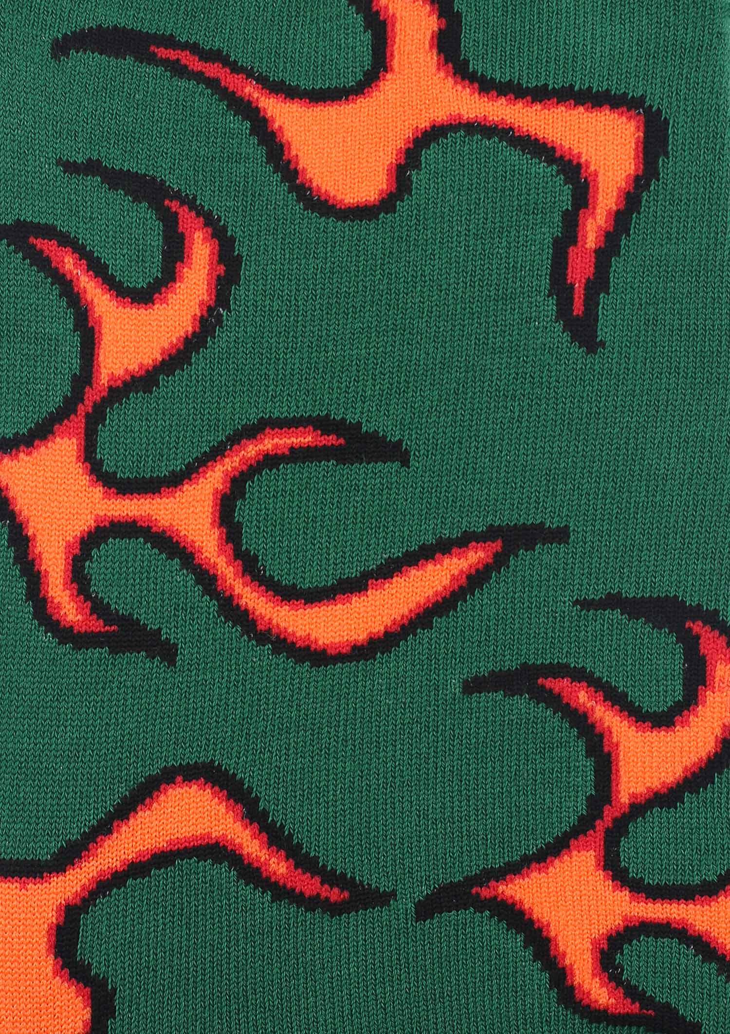 Stopki męskie z grafiką płomieni Footies Men Flames Marilyn, green