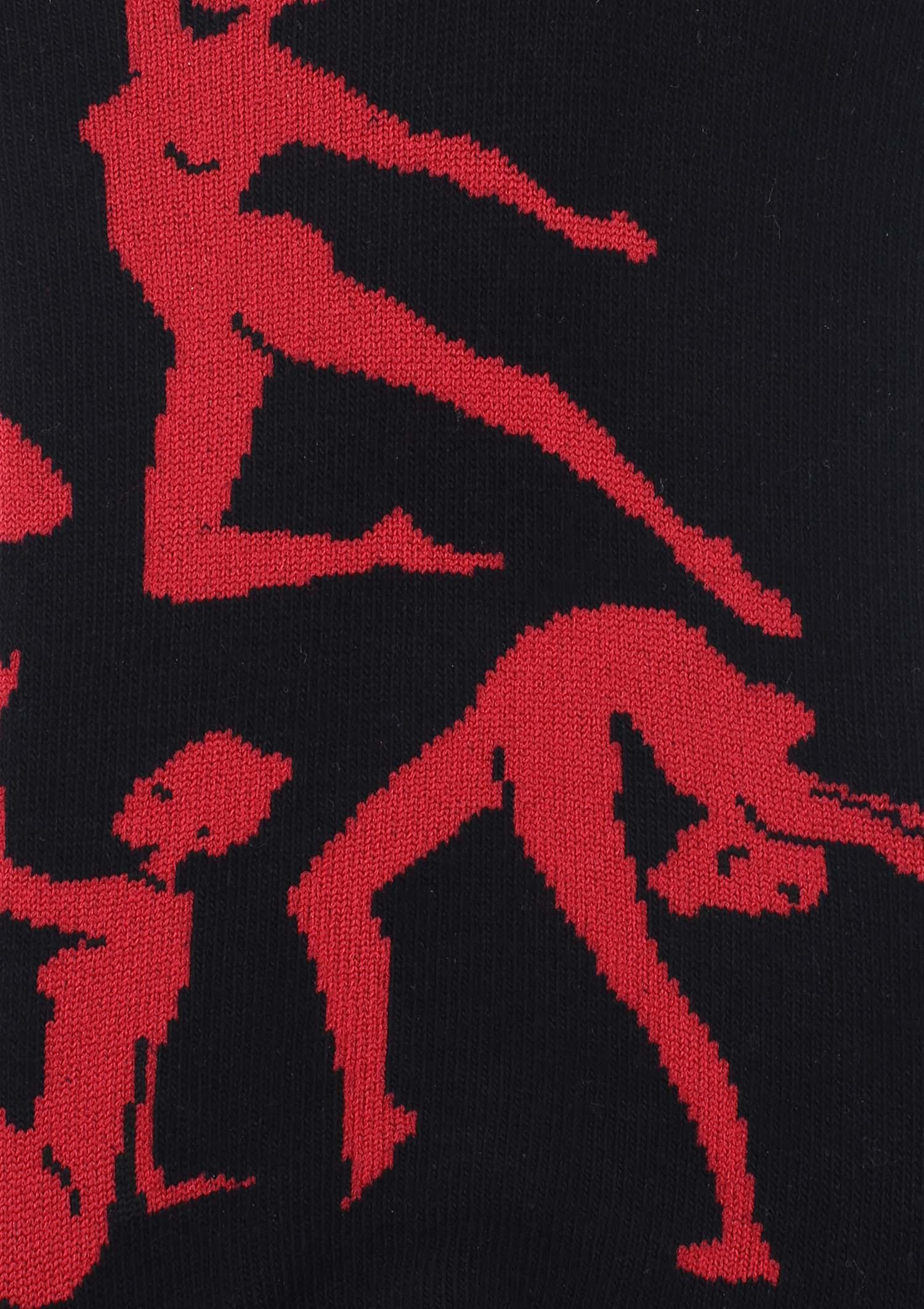Stopki męskie z grafiką gimnastyczek Footies Men Gymnasts Marilyn, black/red
