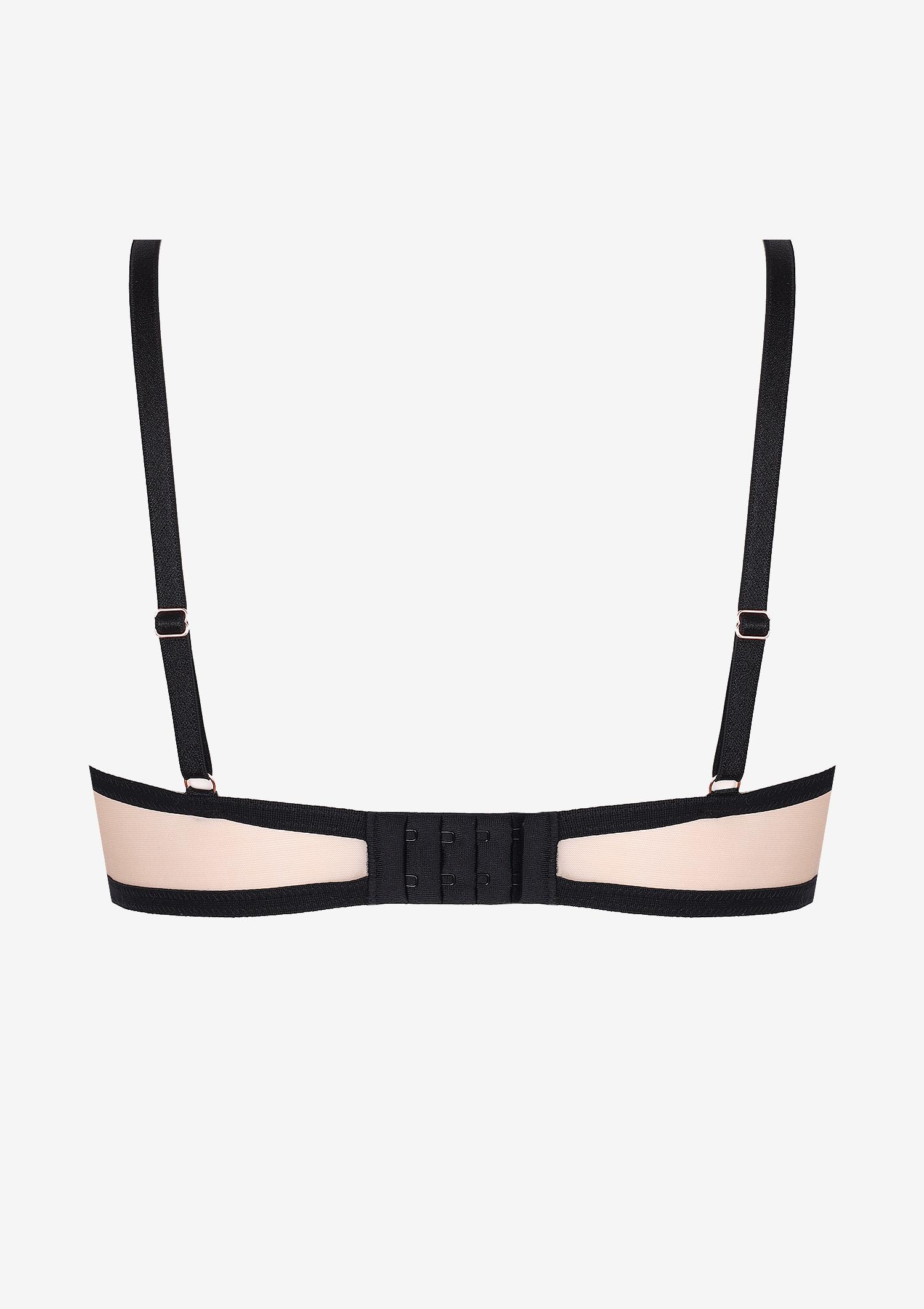 Biustonosz push-up z haftem na miseczkach Adelaide Poupee Marilyn, black/beige
