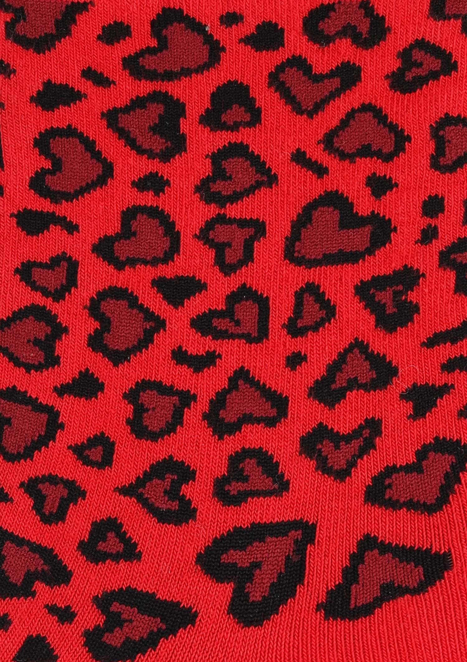 Skarpetki damskie z grafiką serduszek SL Panther Hearts Marilyn, red