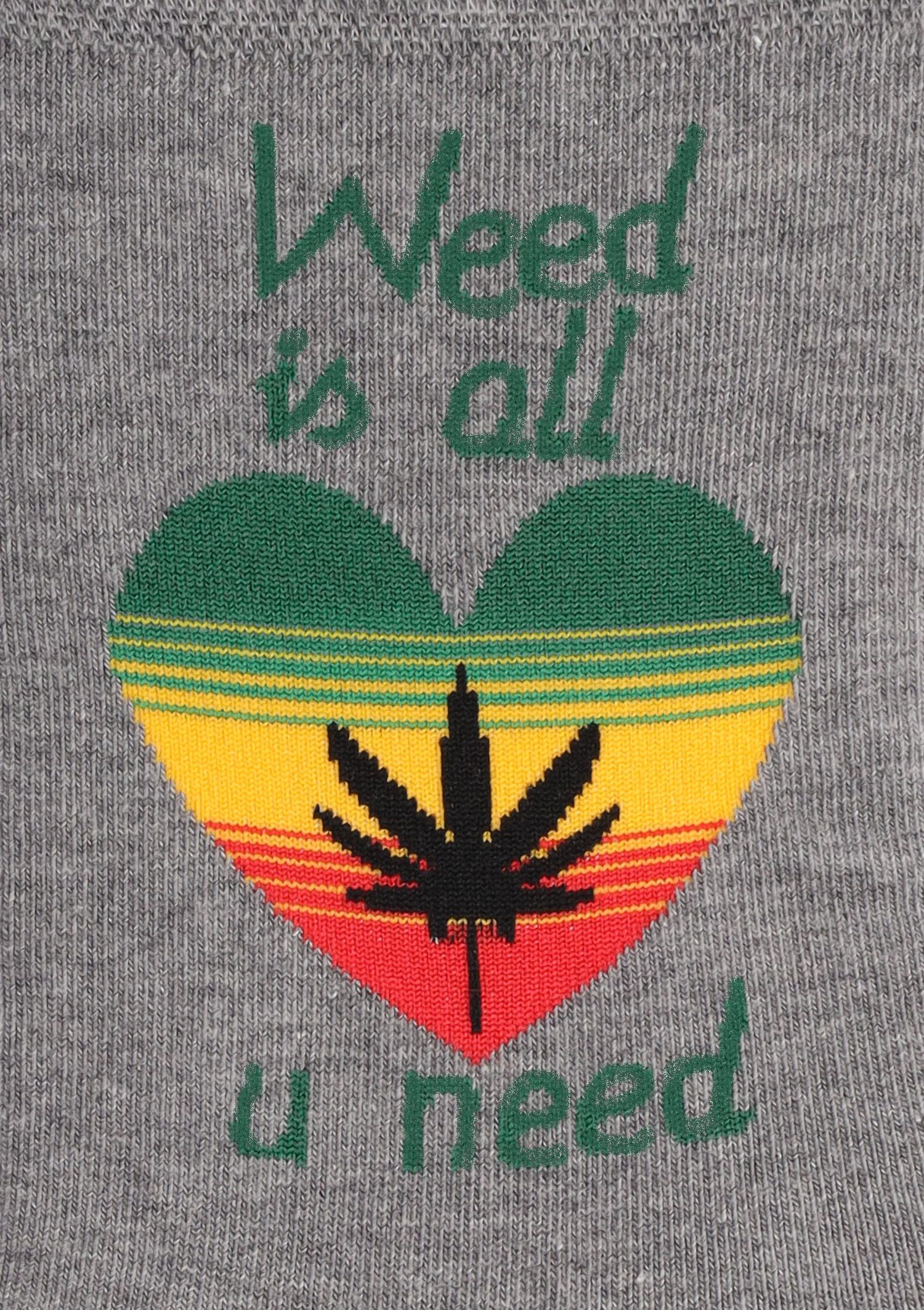 Skarpety męskie z liściem w sercu Weed Love 2 Marilyn, grey