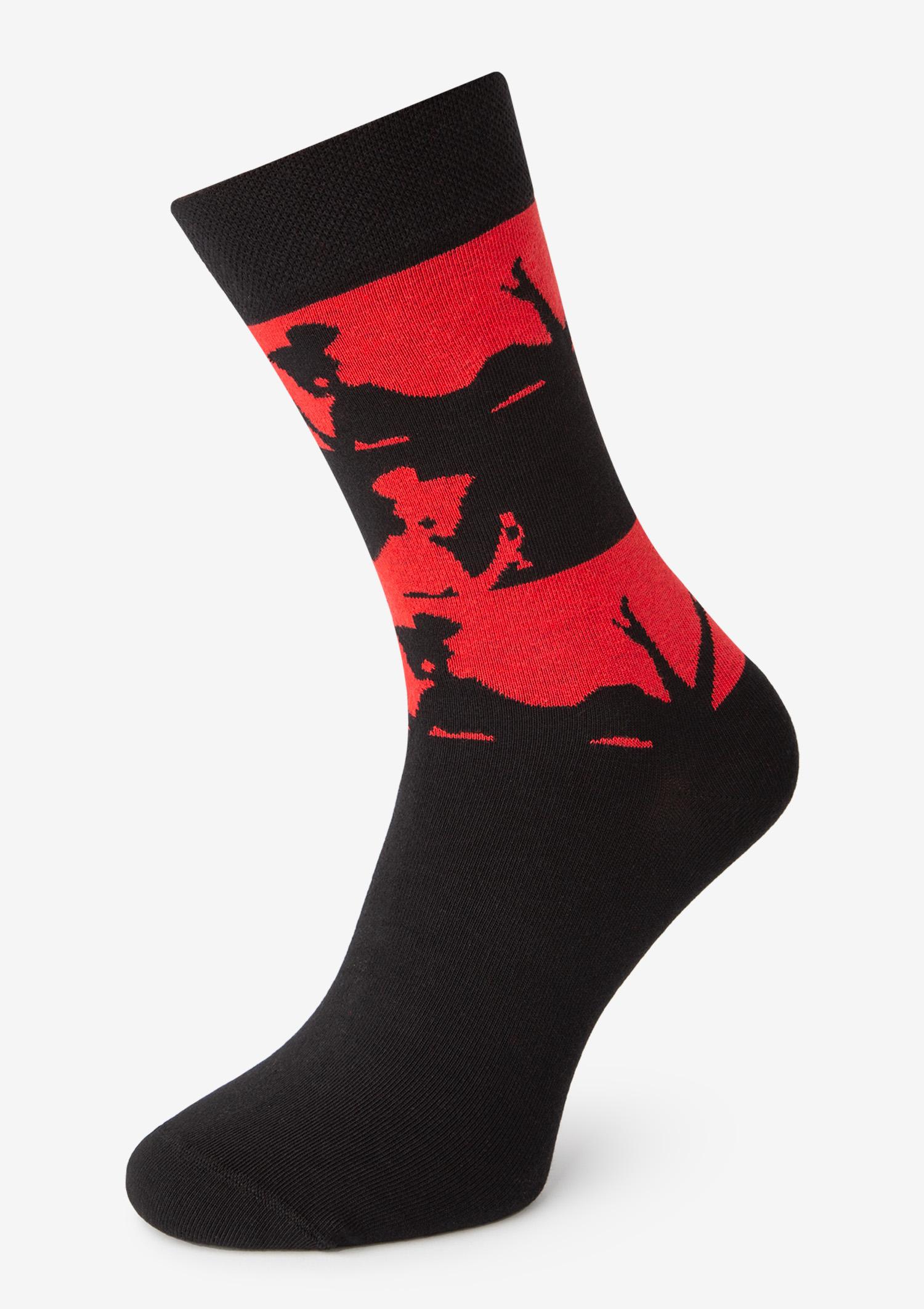 Skarpety męskie w intrygujący wzór eleganckich dam Lady Marilyn, black/red