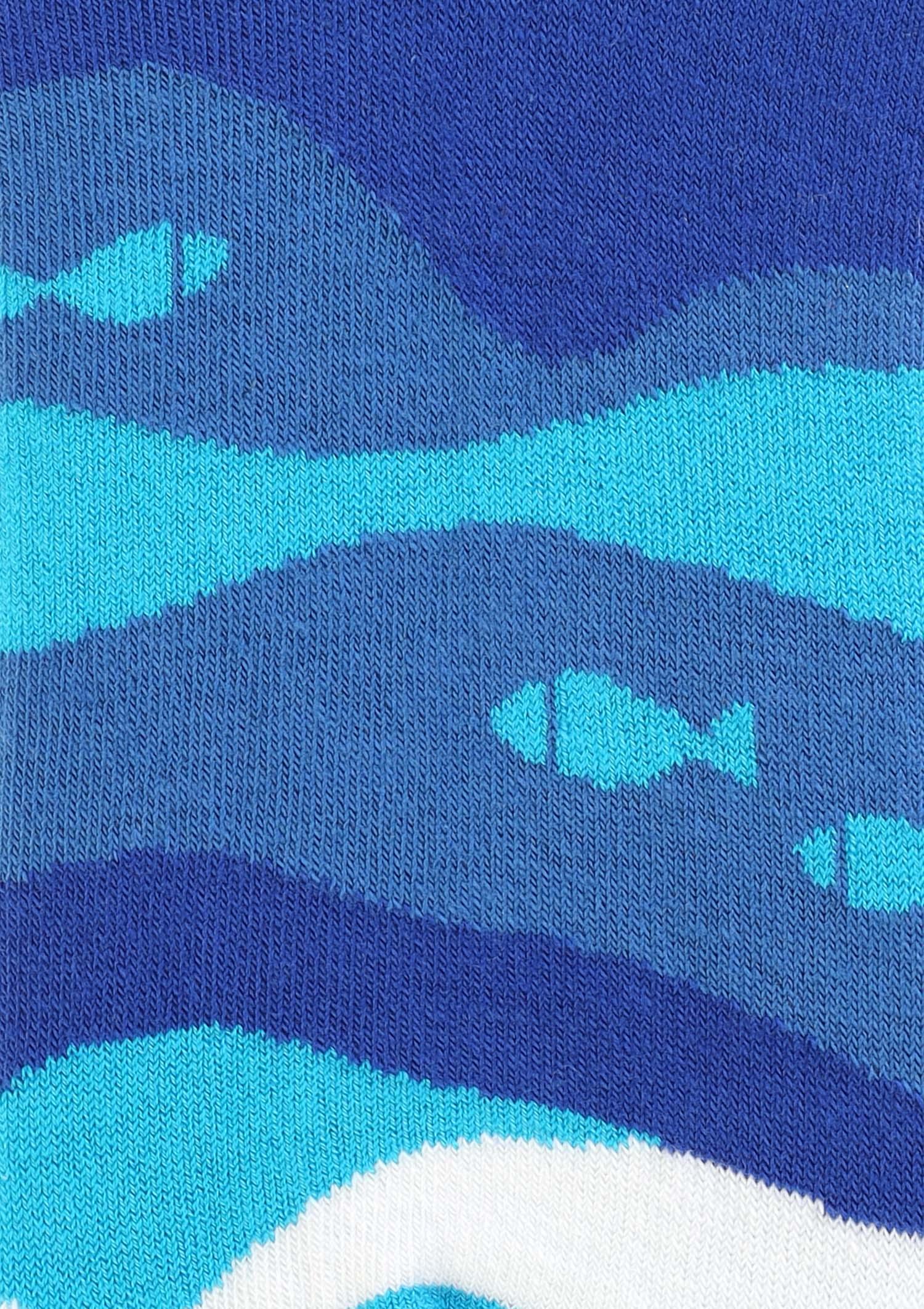 Stopki damskie z grafiką fal i rybek Footies Fish Marilyn, blue