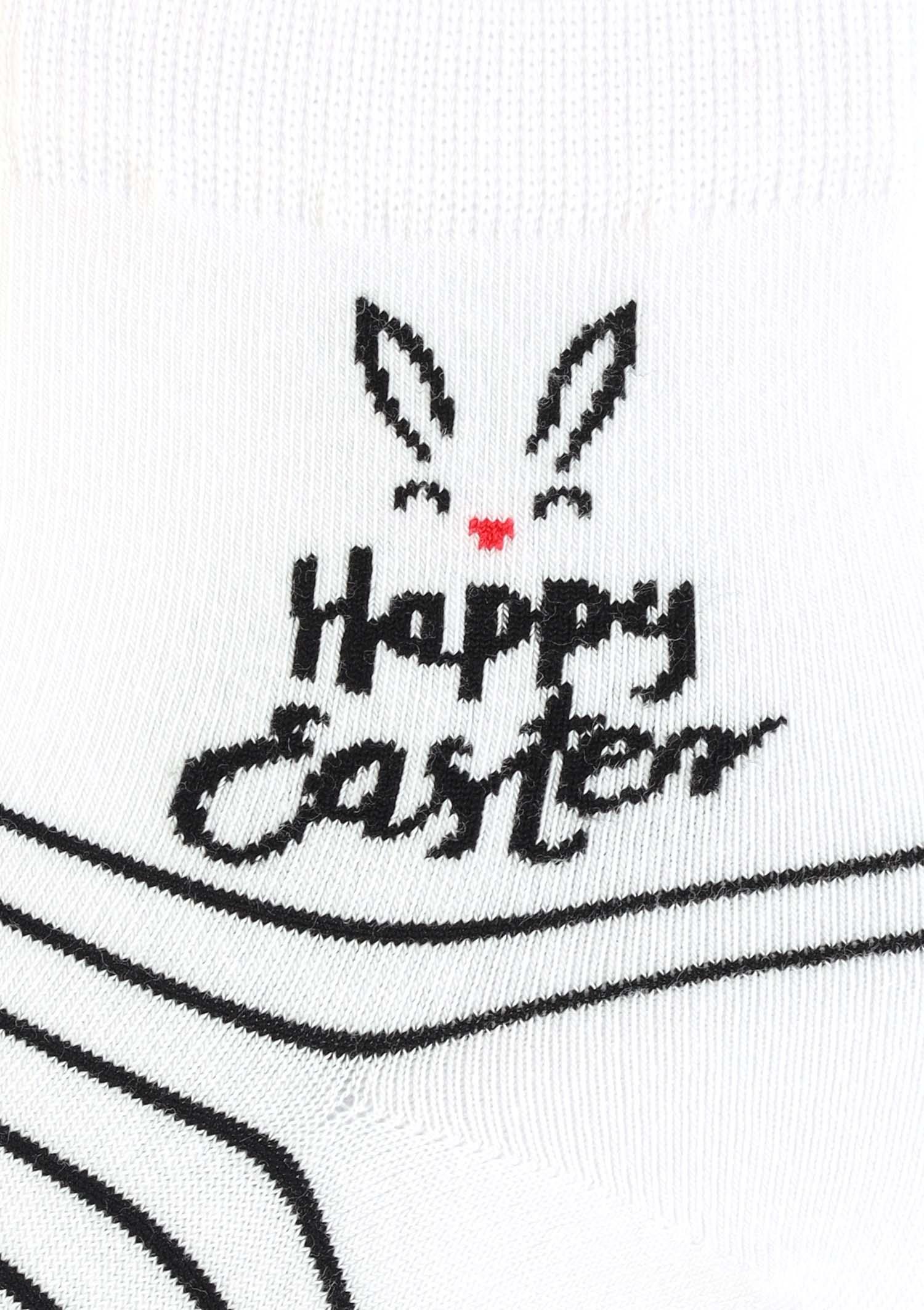 Skarpetki damskie białe w czarne paseczki i uszka króliczka SC Easter Bunny 23 Marilyn, white
