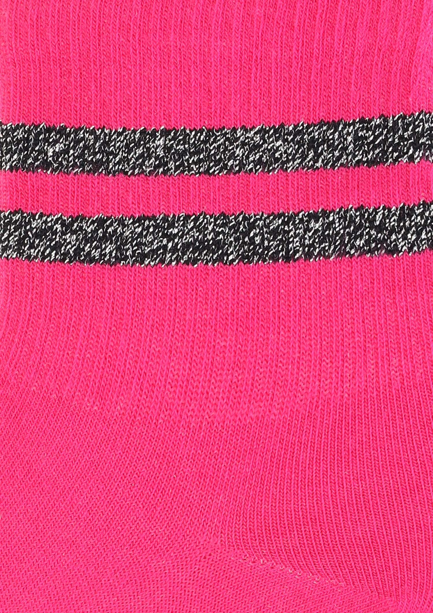 Skarpetki damskie różowe z błyszczącymi paskami SC Stripes Lurex Marilyn