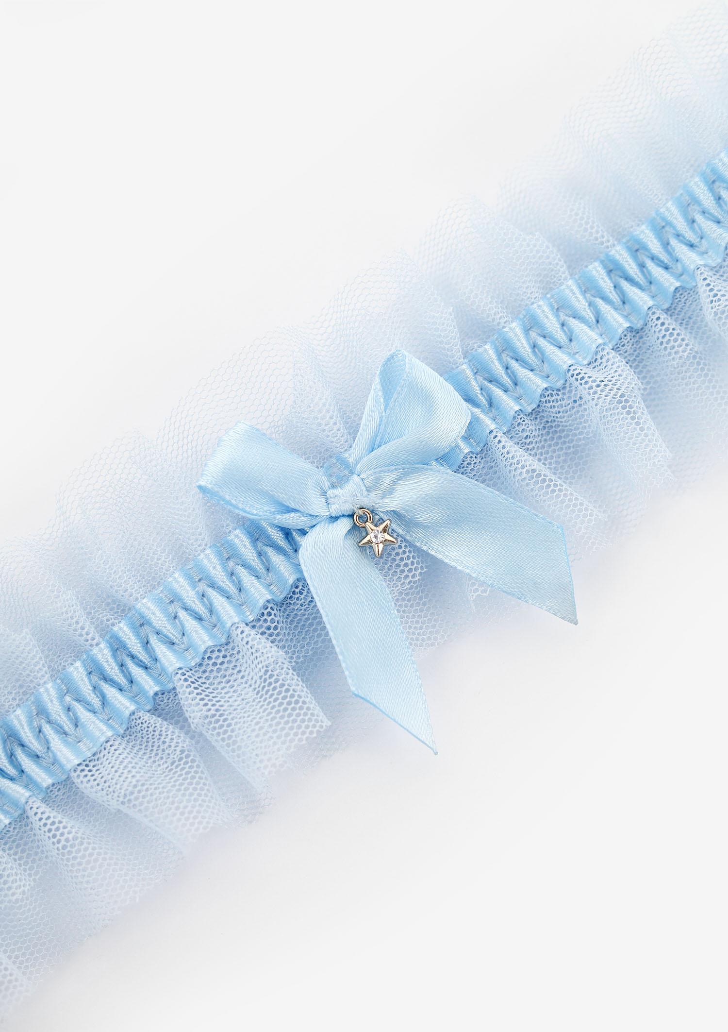 Podwiązka ślubna błękitna z kryształkiem Blue Dream 04 Poupee Marilyn, blue