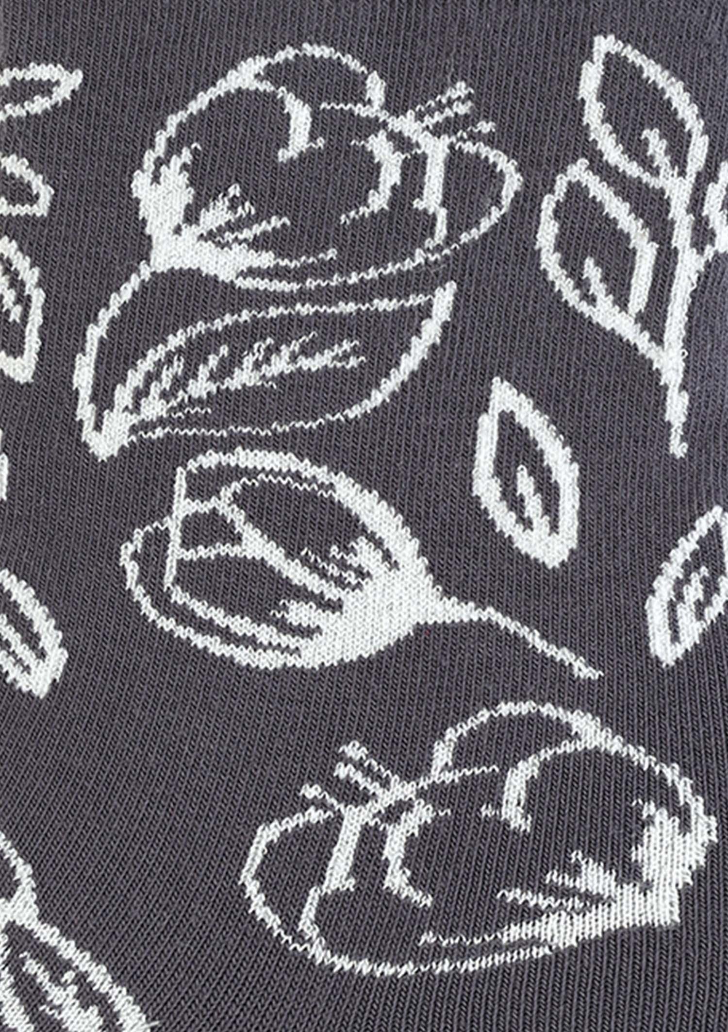 Skarpetki damskie grafitowe w srebrno-biały kwiatowy wzór SL Flora Dark Grey Marilyn