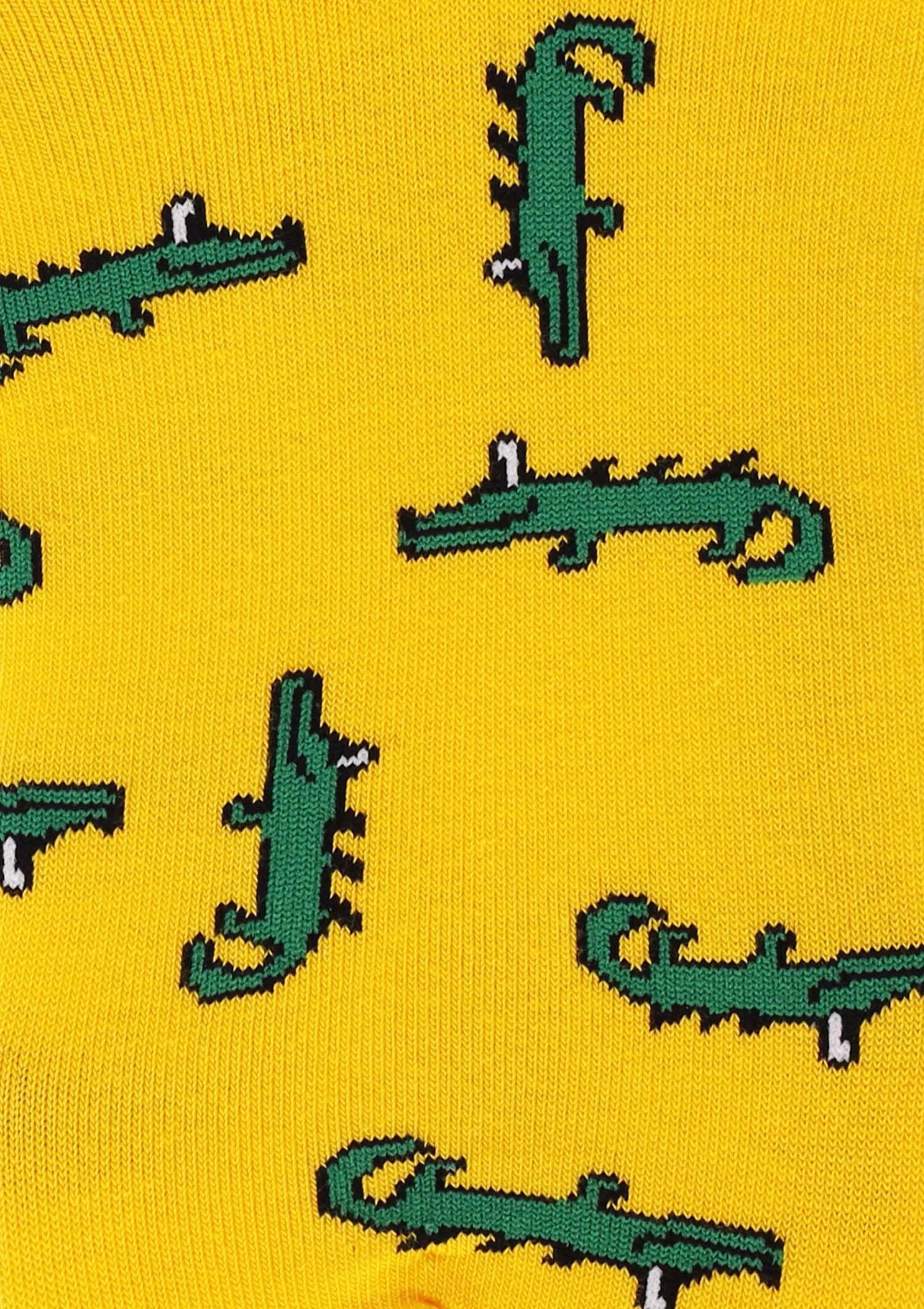 Skarpetki stopki męskie w zielone krokodyle footies men Crocodile Marylin, yellow