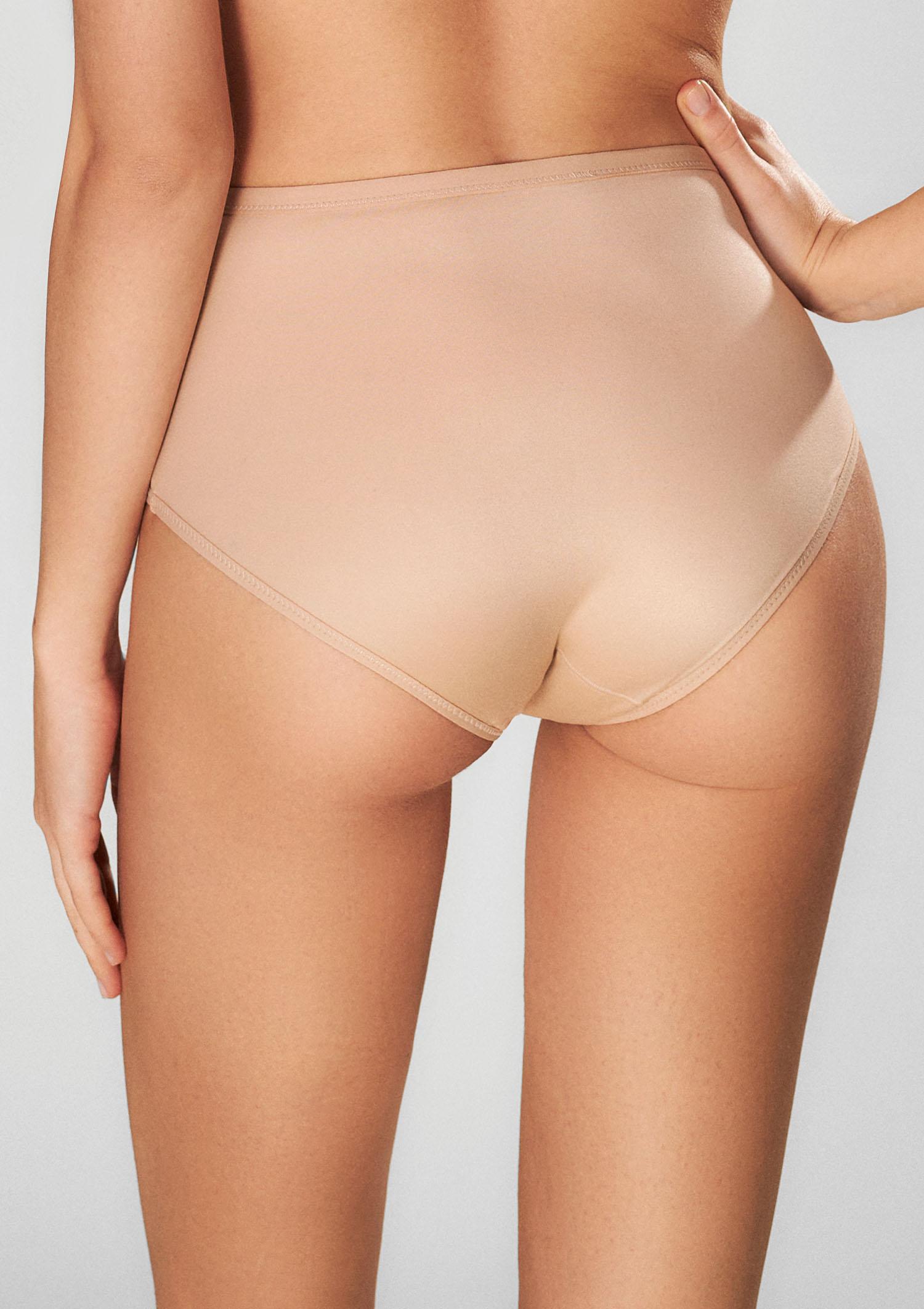 Figi damskie beżowe z roślinnym wzorem Comfort Bra Poupee Marilyn, skin