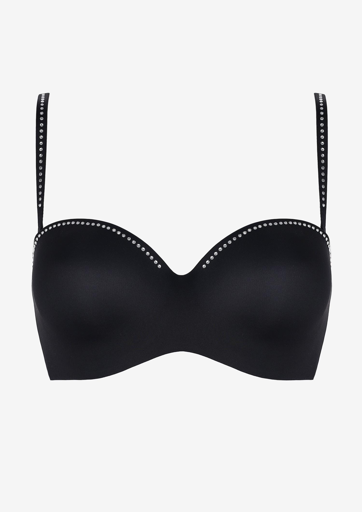 Off-the-shoulder bra with crystals, Ophelia Jet