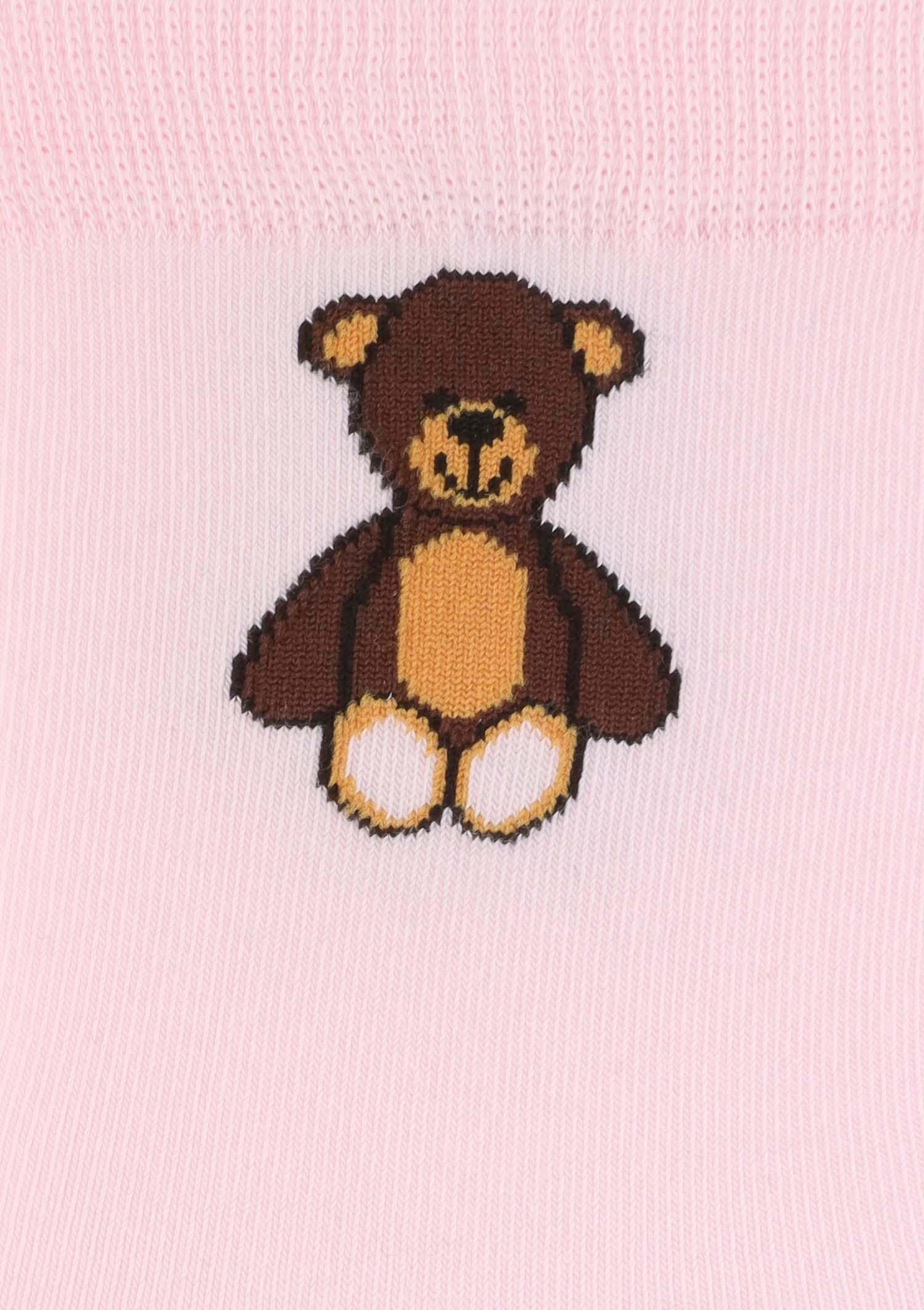 Skarpetki damskie bawełniane z uroczym misiem Teddy M2 Marilyn, pink
