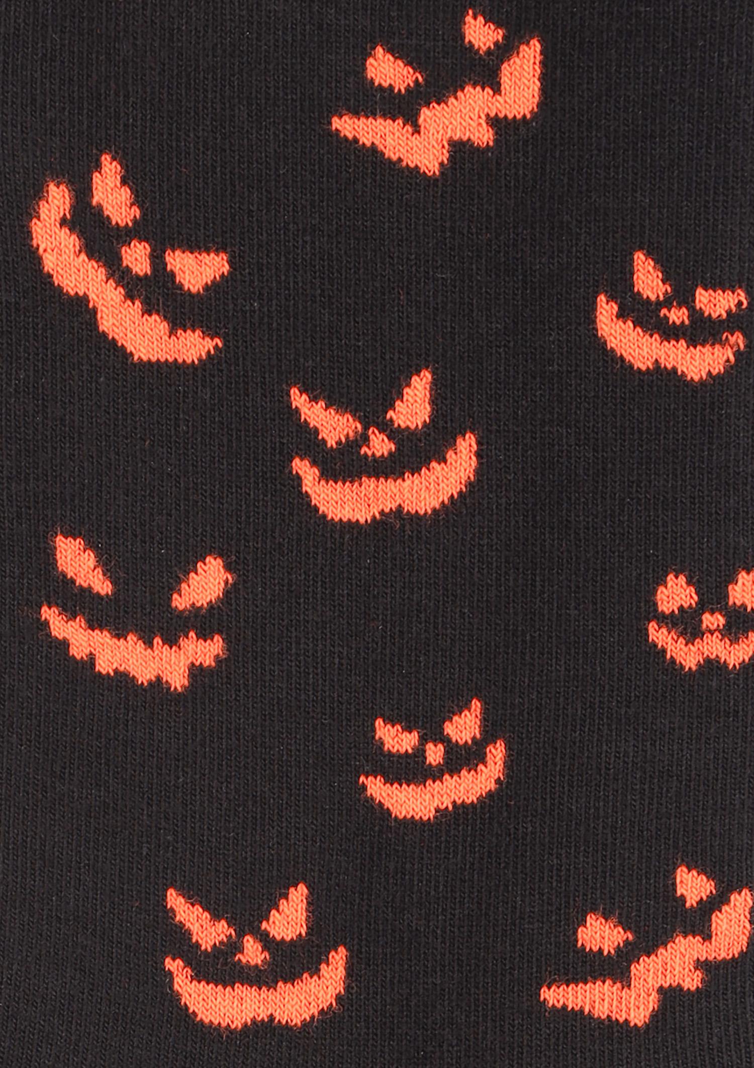 Skarpety męskie w neonowo pomarańczowe dynie Halloween Marilyn, black/orange