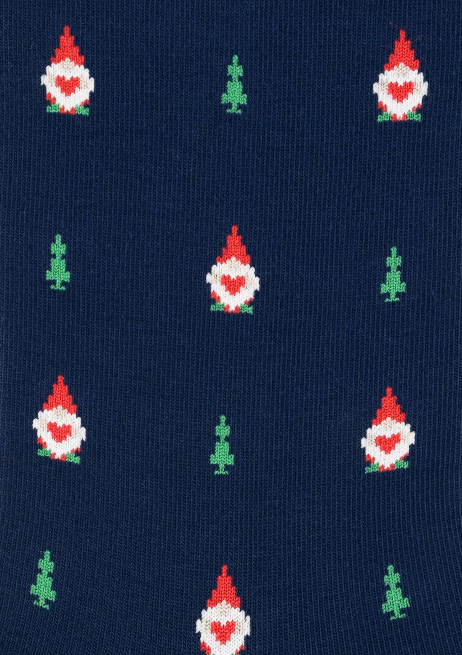 Skarpetki męskie bawełniane w świąteczny wzór małych Mikołajów Little Santa Marilyn, dark blue