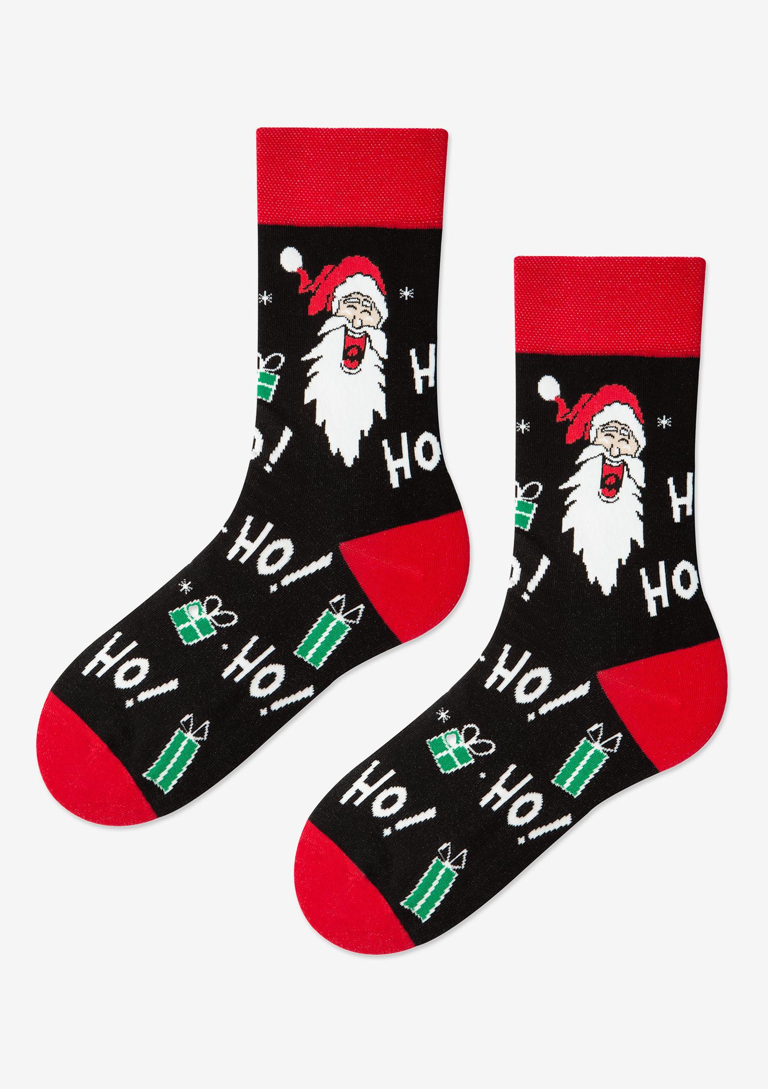 Świąteczne skarpetki męskie z wesołym Mikołajem Santa Smile Marilyn, black