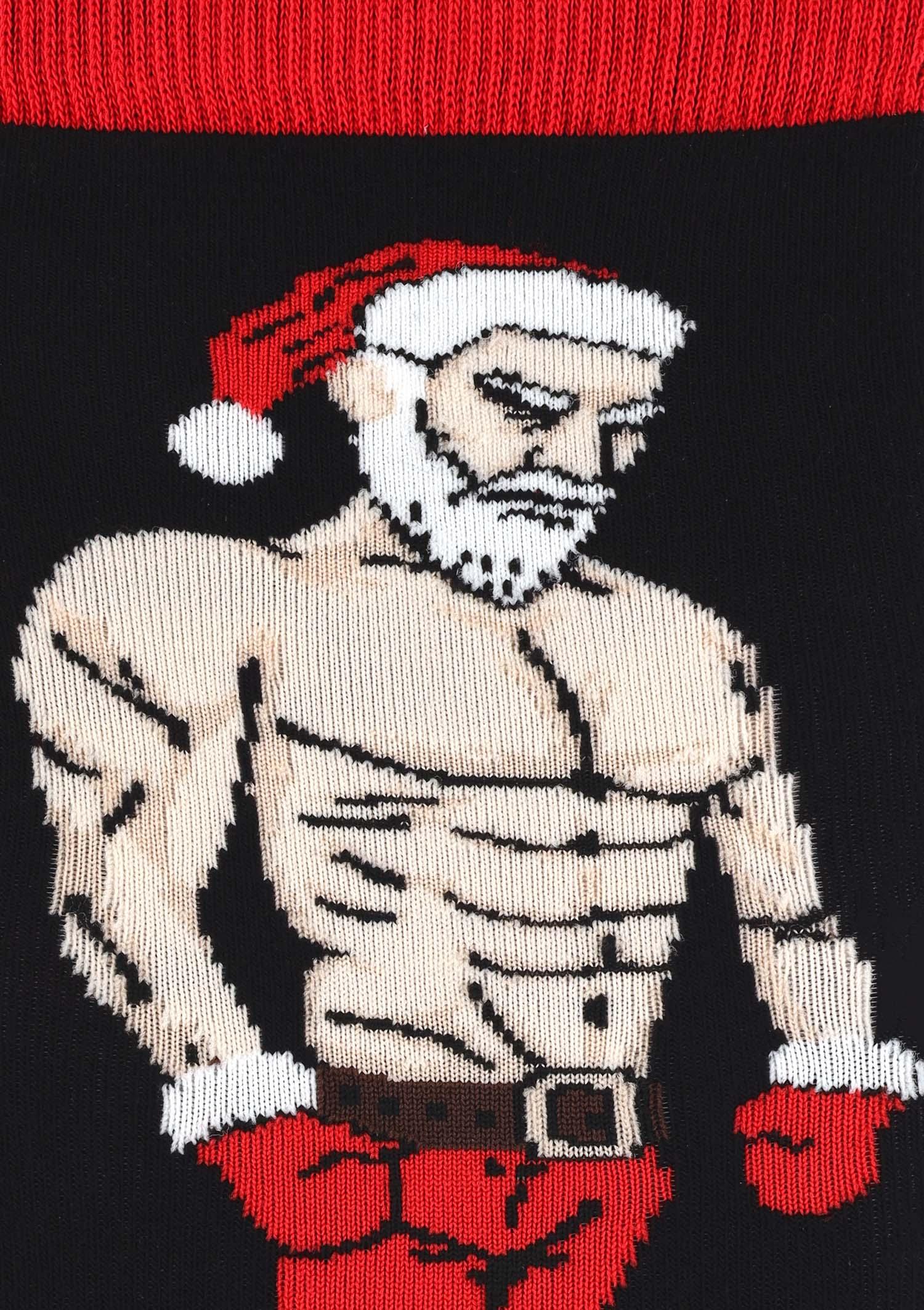 Skarpetki damskie bawełniane zabawną grafiką wysportowanego Mikołaja Sexy Santa Marilyn, black