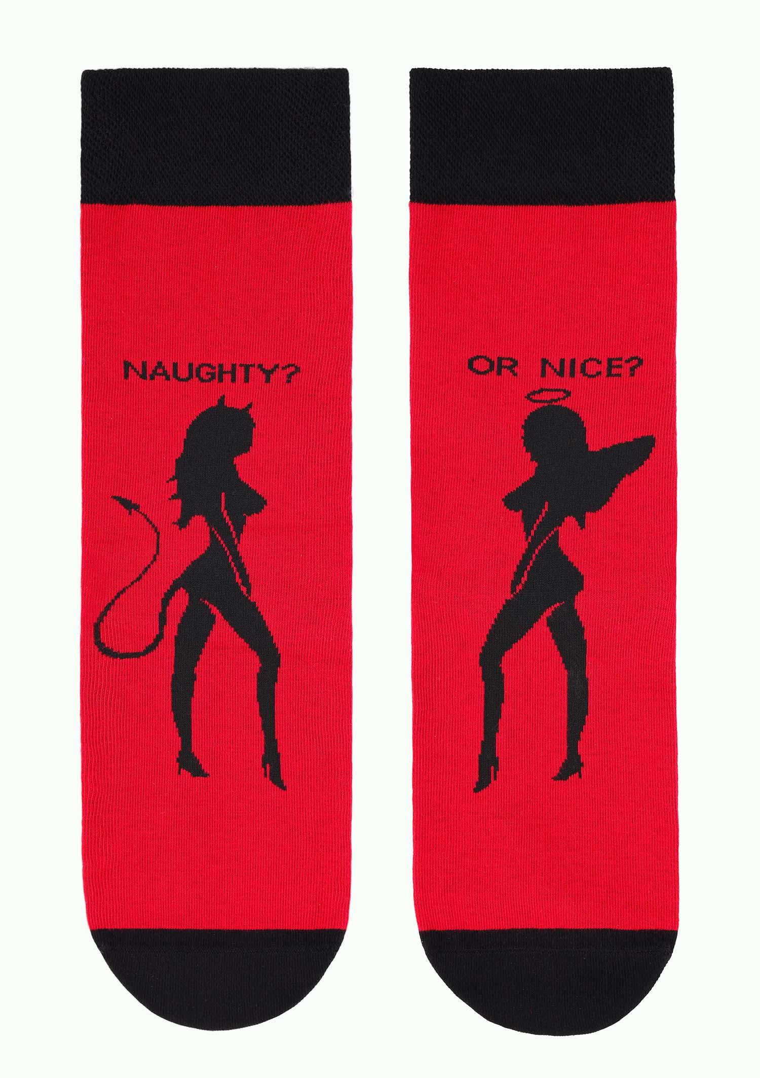 Skarpety męskie bawełniane z seksownym niegrzecznym aniołkiem Santa Diablos Marilyn, red