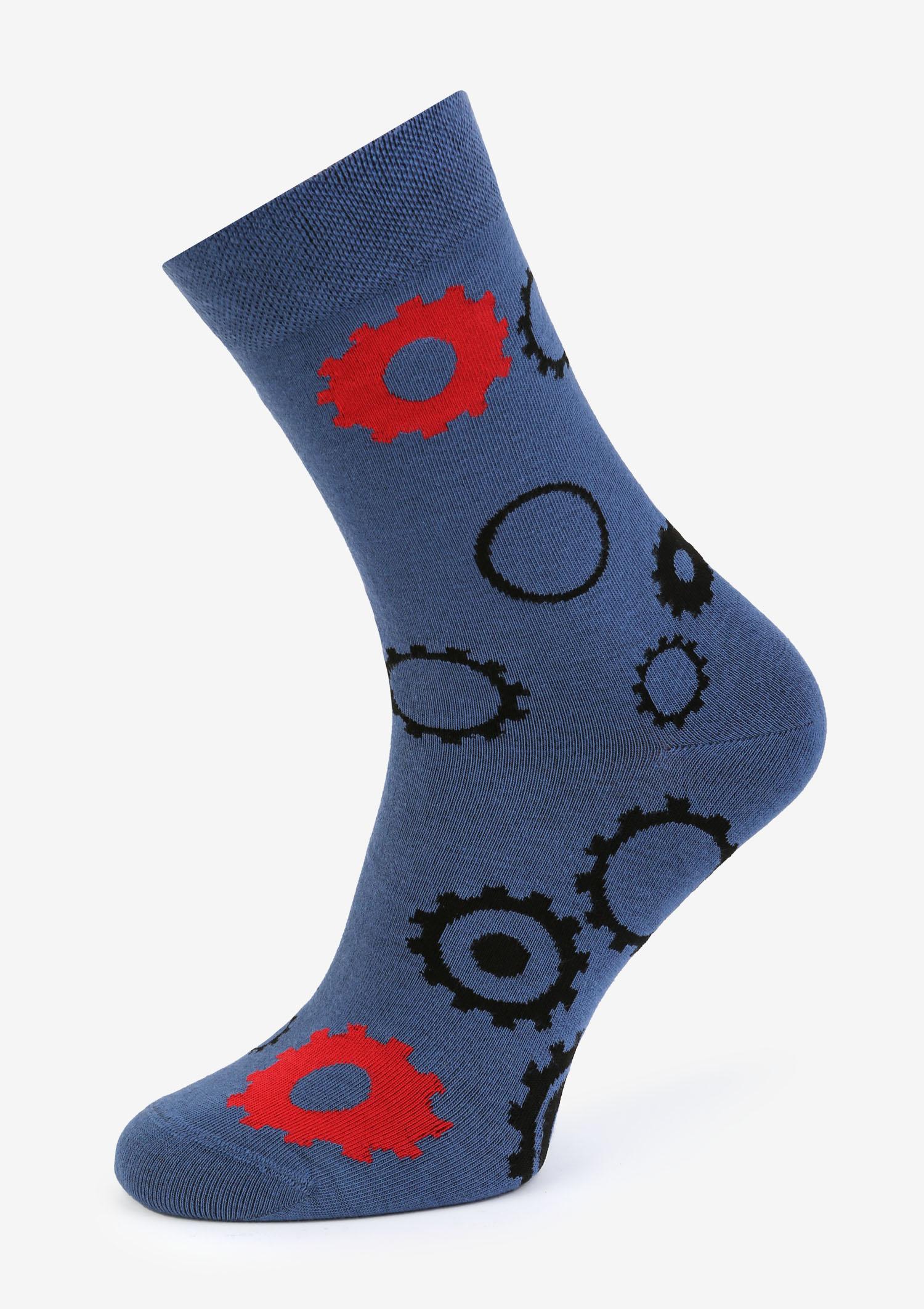 Skarpety męskie bawełniane w zębate koła Wheels Marilyn, blue