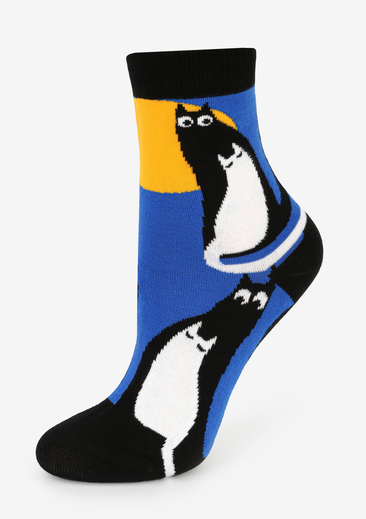 Skarpetki damskie w kolorowe kochające się koty Cates Love SL Marilyn, black/blue