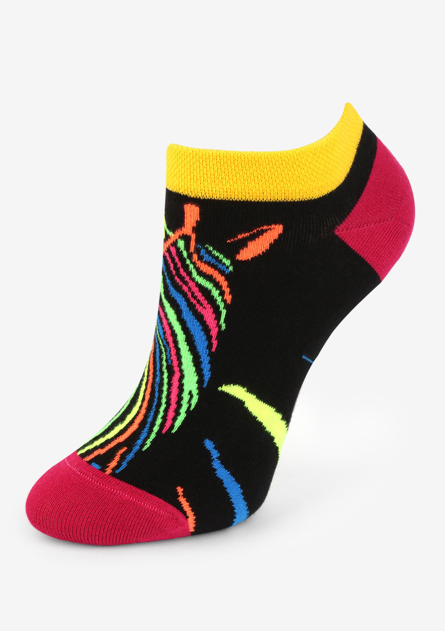 Stopki damskie w fluorescencyjne paski zebry Fluo Zebra Marilyn, black
