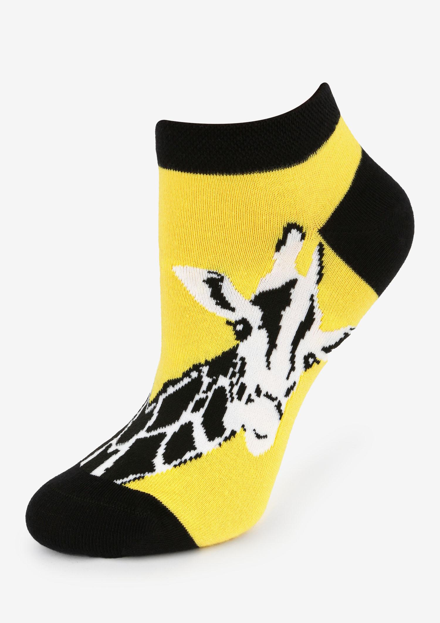 Stopki damskie z grafiką żyrafy na wyrazistym żółtym tle Giraffe Marilyn, yellow