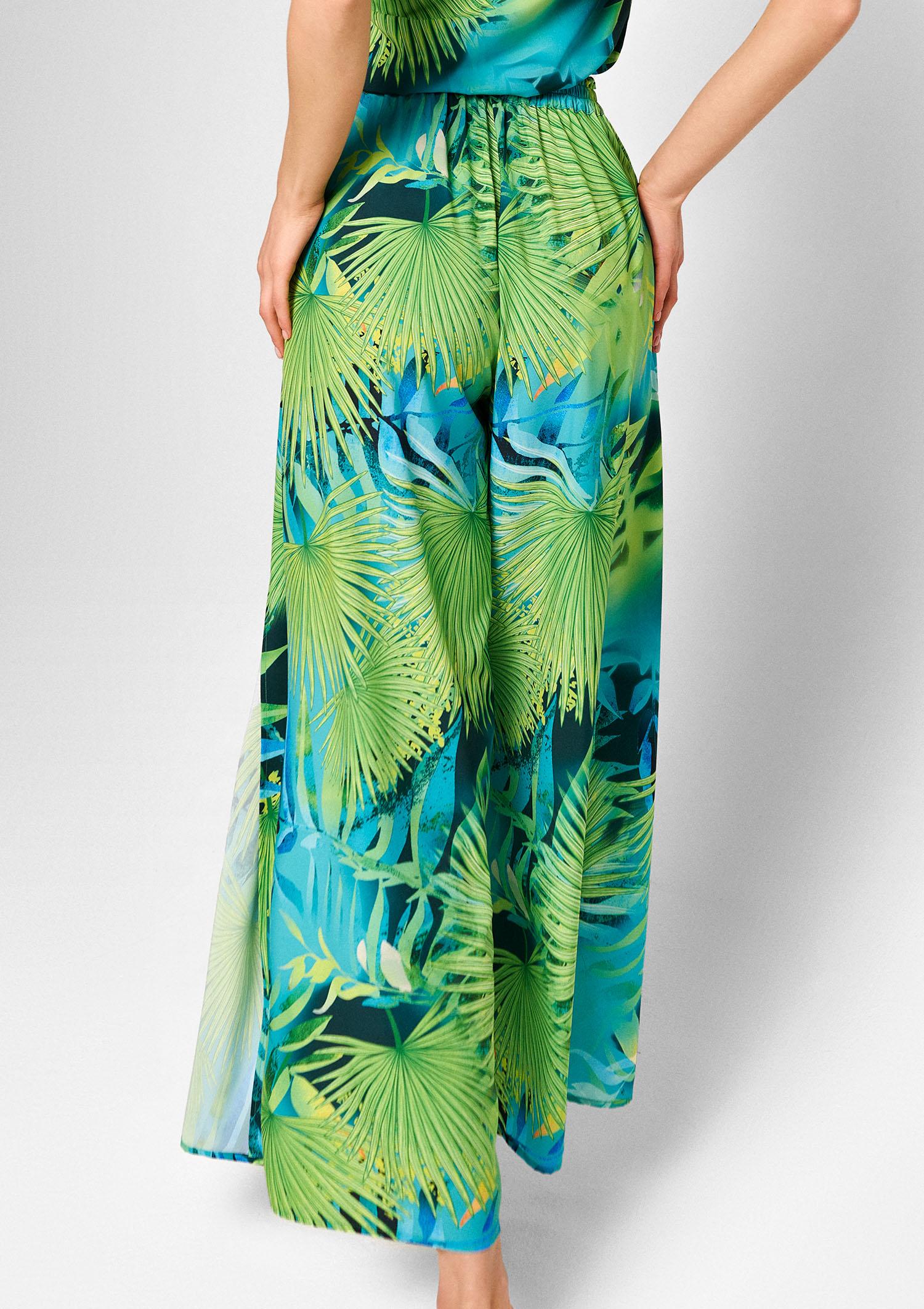Spodnie plażowe kuloty w tropikalny print Cuban Night Poupee Marilyn, green