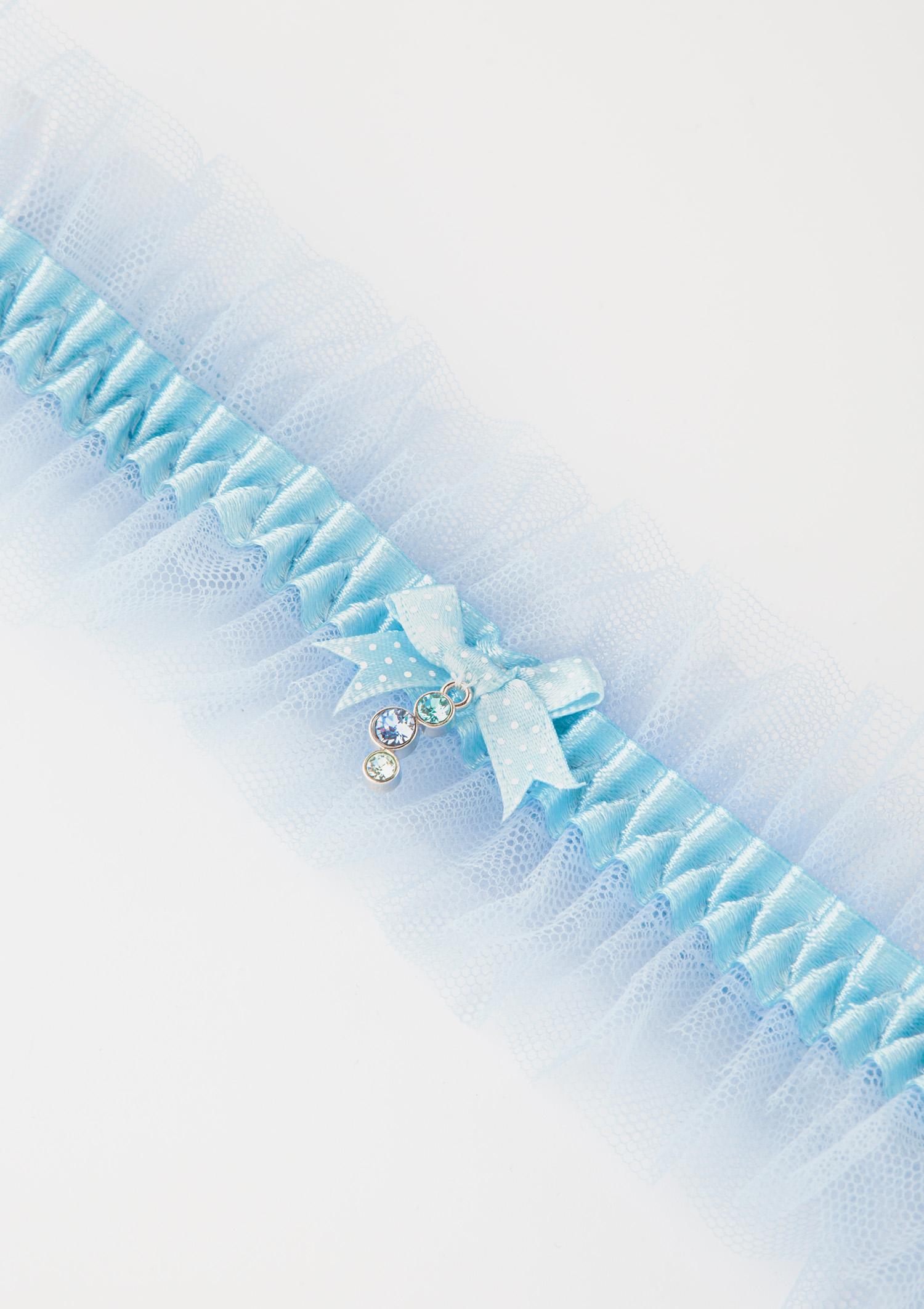 Podwiązka damska błękitna z biżuteryjną ozdobą Blue Dream 05 Poupee Marilyn, blue