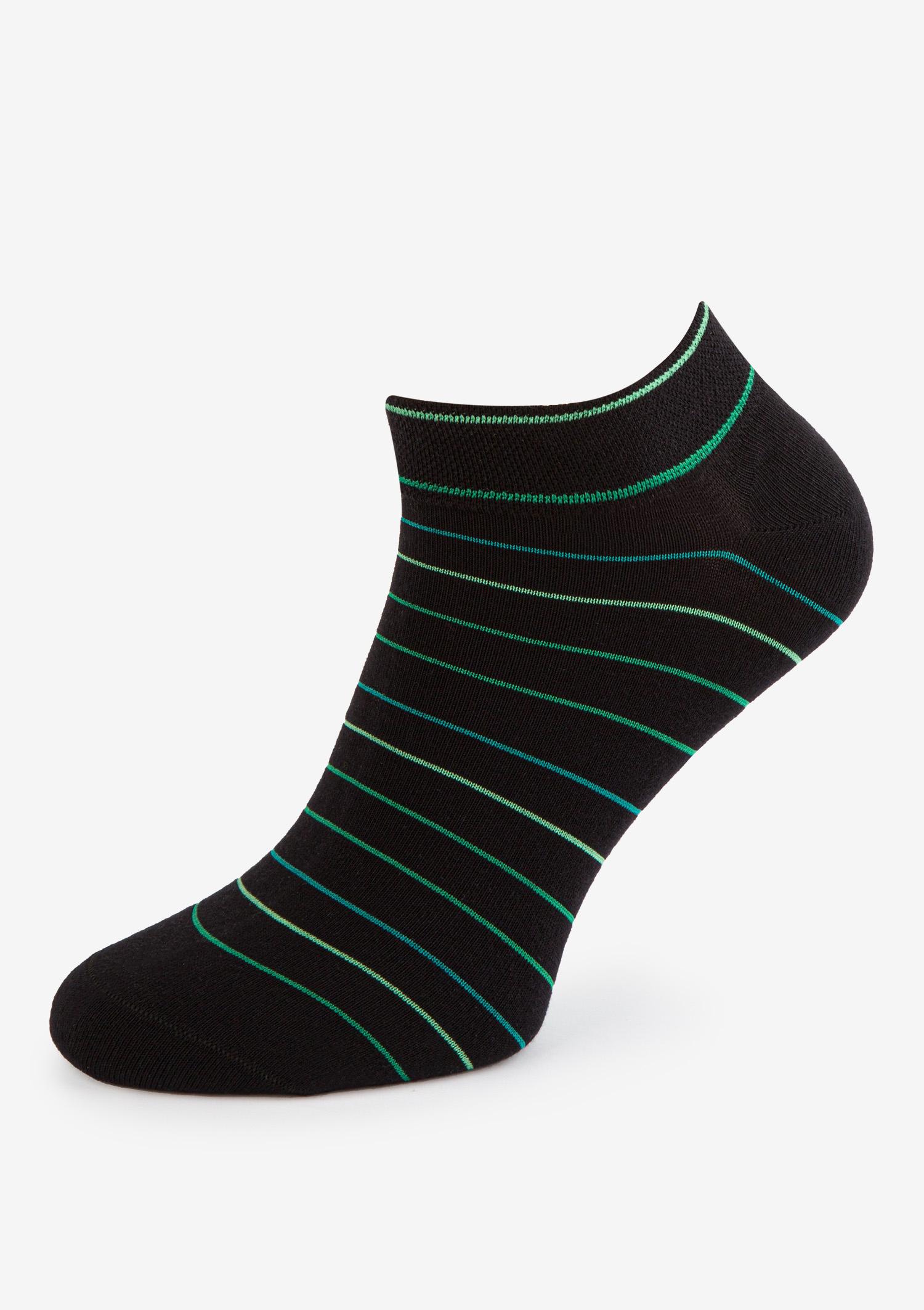Stopki męskie bawełniane w dynamiczne zielone paski Stripes 2 Marilyn, czarny/paski