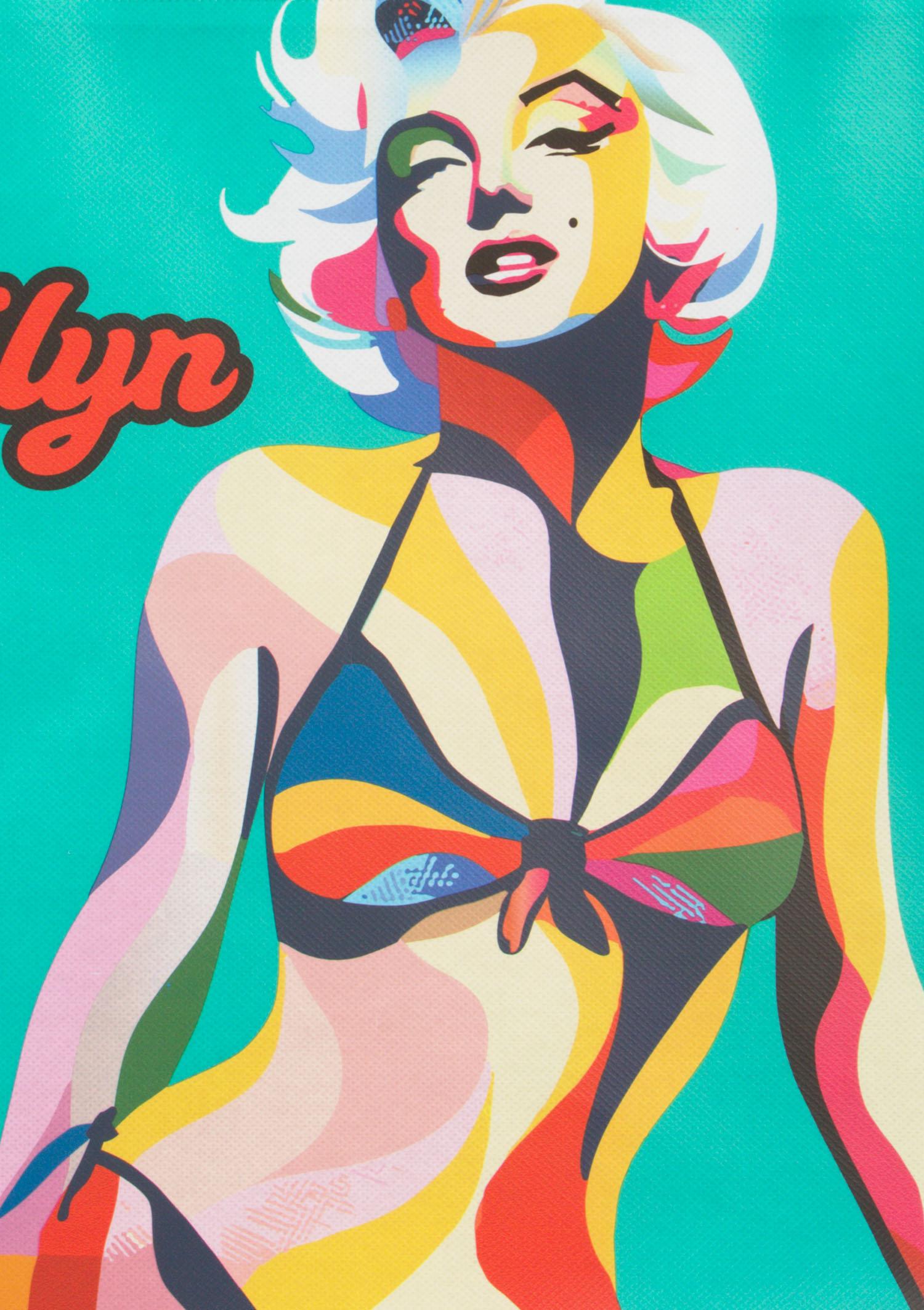 Duża torba plażowa logowana z wizerunkiem ikony popkultury Poupee Marilyn, czarny