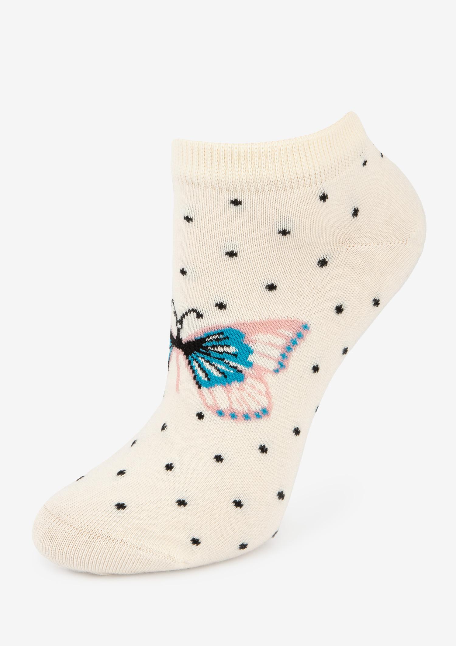 Stopki damskie w wiosennej kolorystyce z motylkiem Butterfly Marilyn, ecru