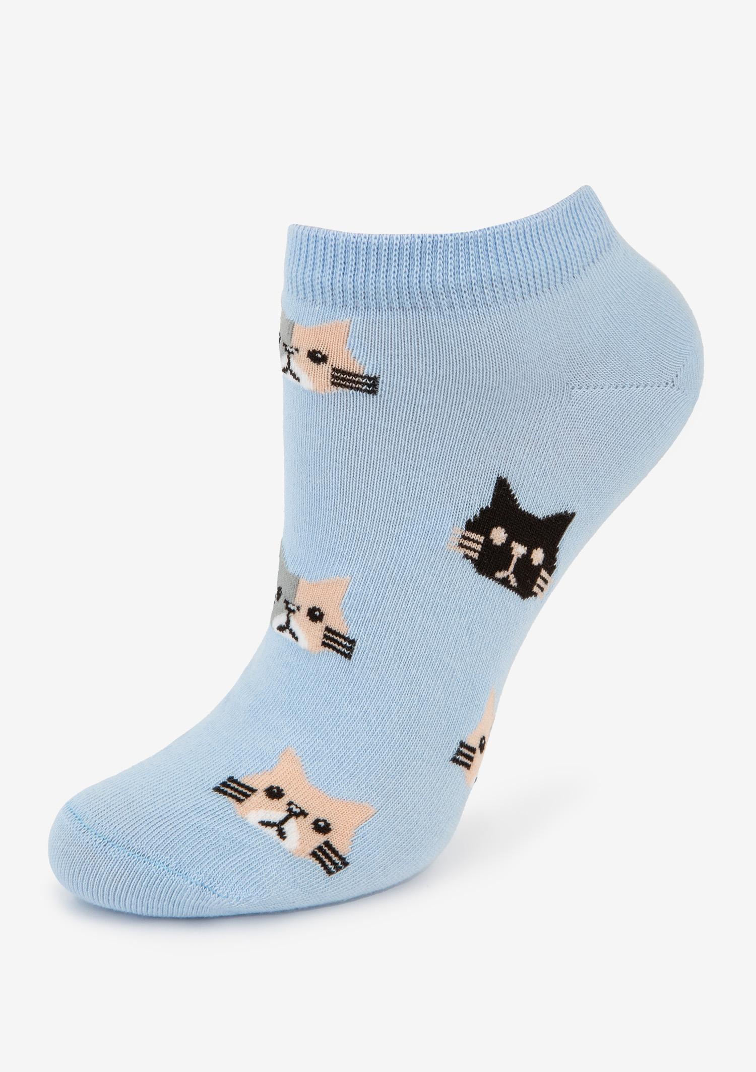 Stopki damskie w pastelowej kolorystyce z uroczymi kotami Cats 3 Marilyn, niebieski