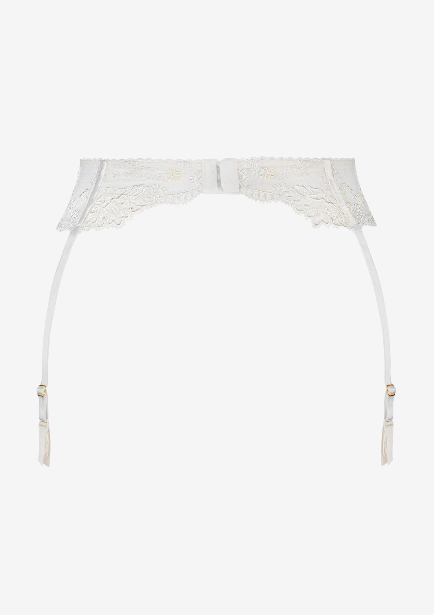 Pas do pończoch z haftowanej koronki w kolorze off white Nilla Poupee Marilyn