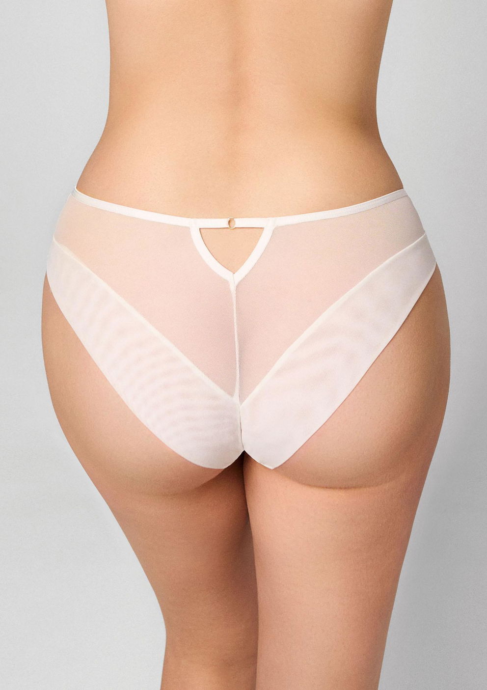 Figi damskie z elastycznego tiulu i zmysłowej koronki off white Yvonne Poupee Marilyn