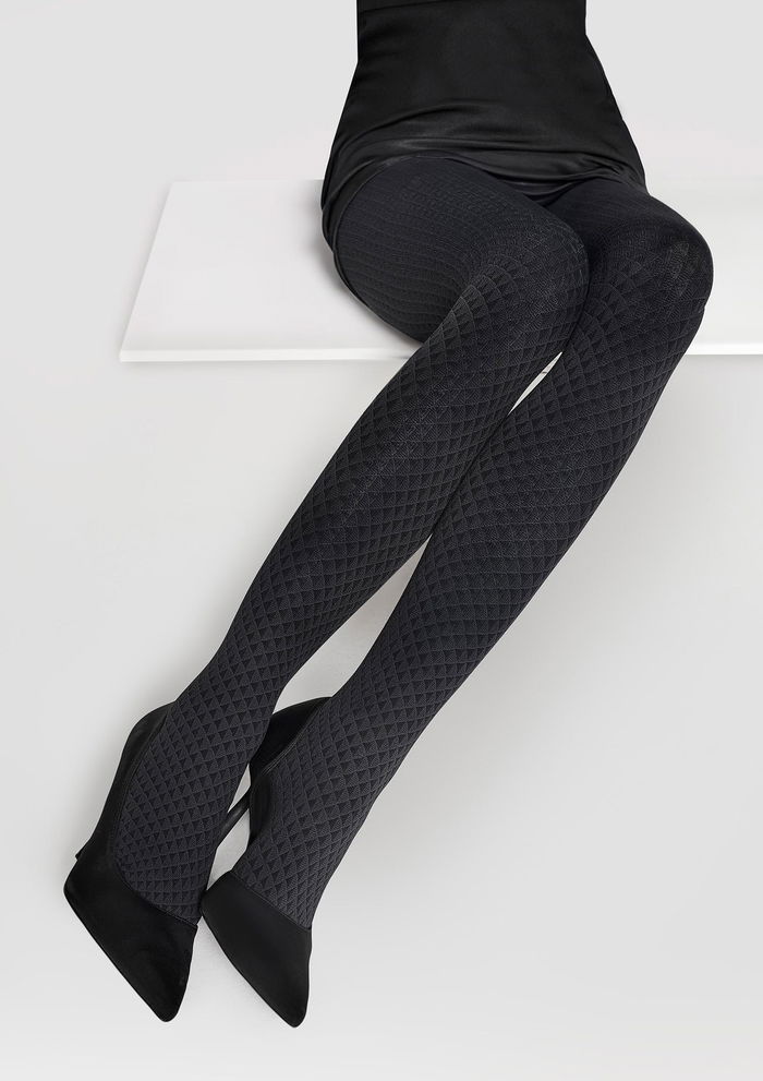 Women's tights in a fine geometric pattern Natti D11 Marilyn