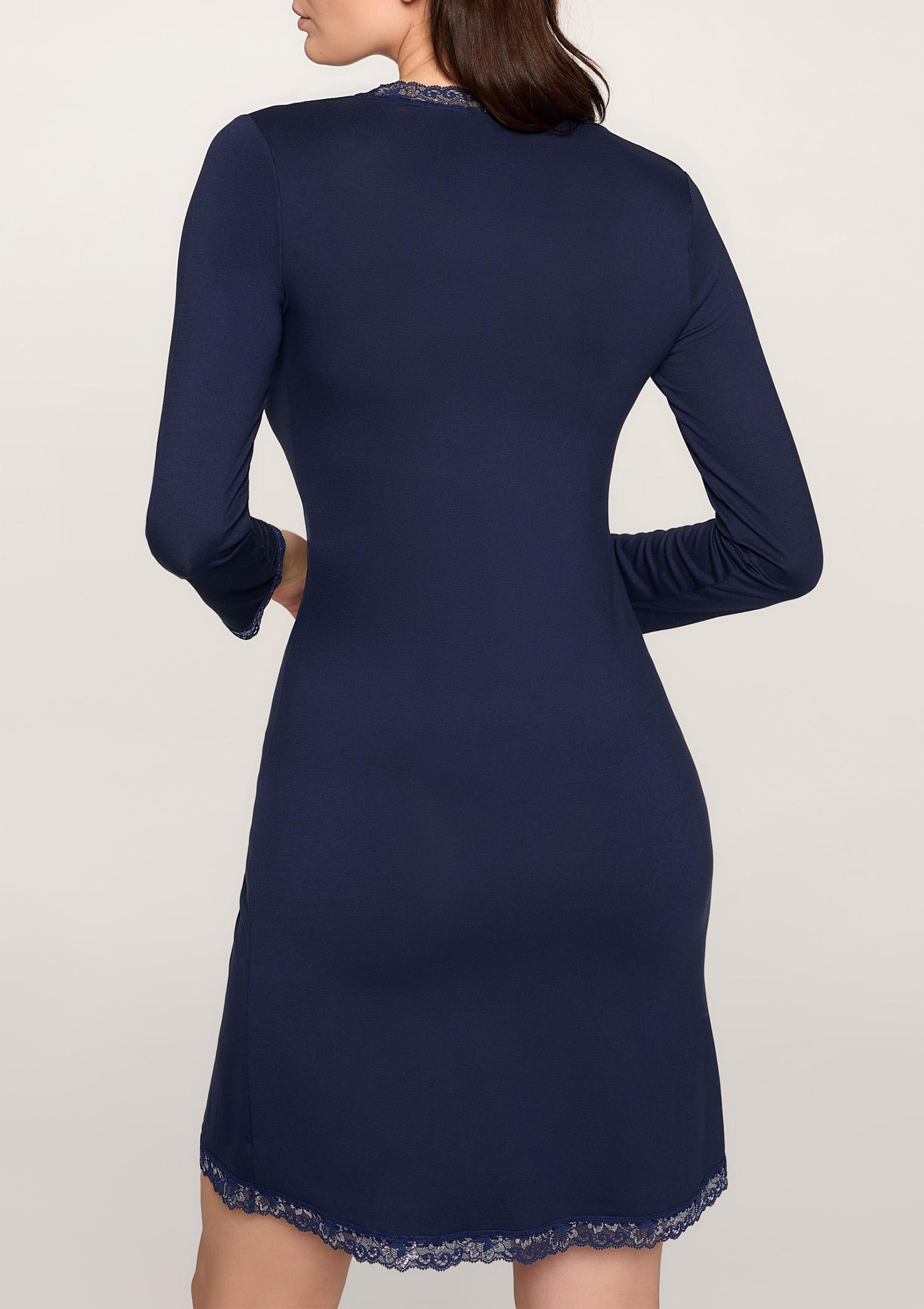 Koszulka nocna wiskozowa z elegancką mieniącą się koronką Daisy Poupee Marilyn, navy/silver