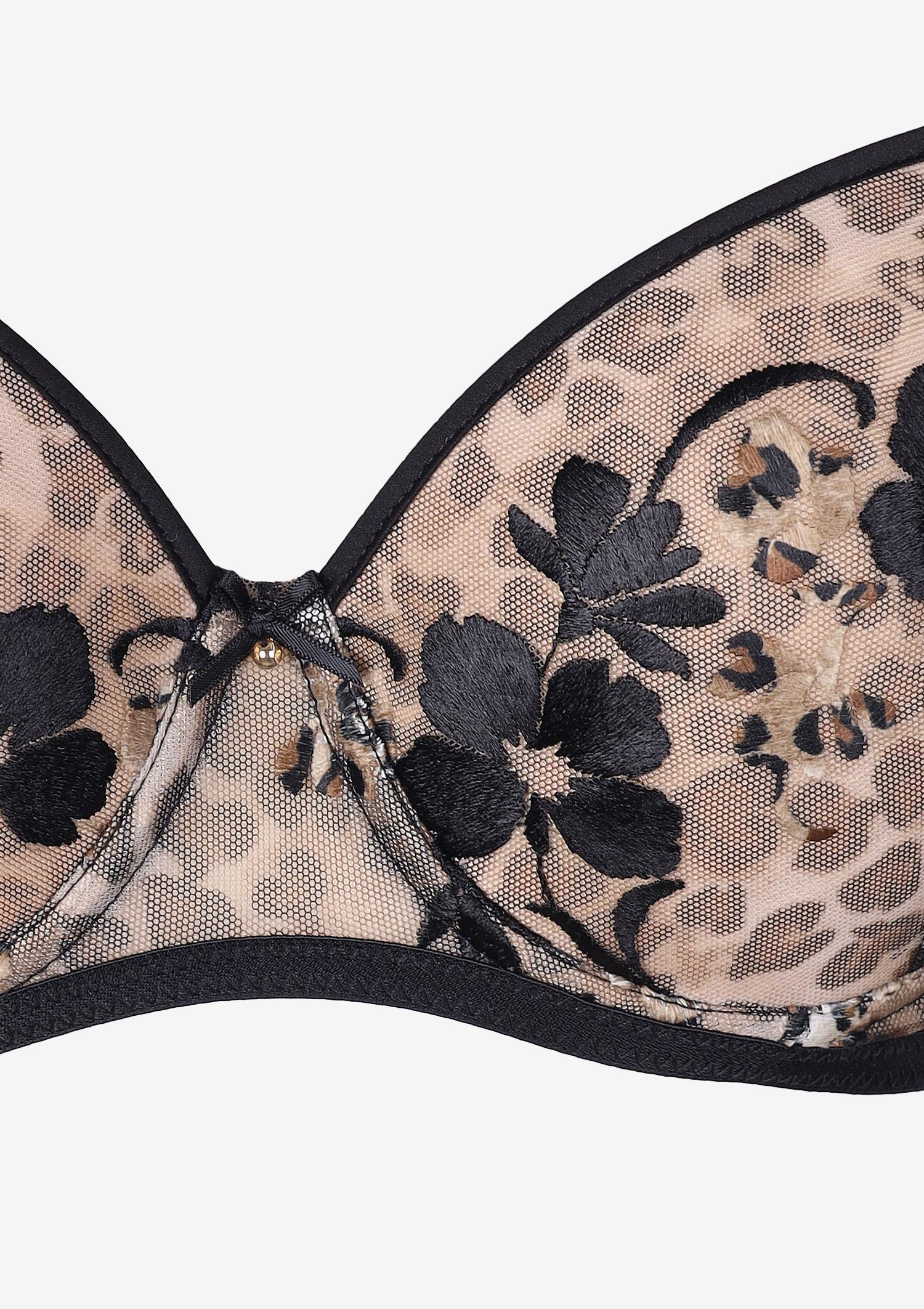 Biustonosz damski usztywniany w panterkę Jungle Poupee Marilyn, brown