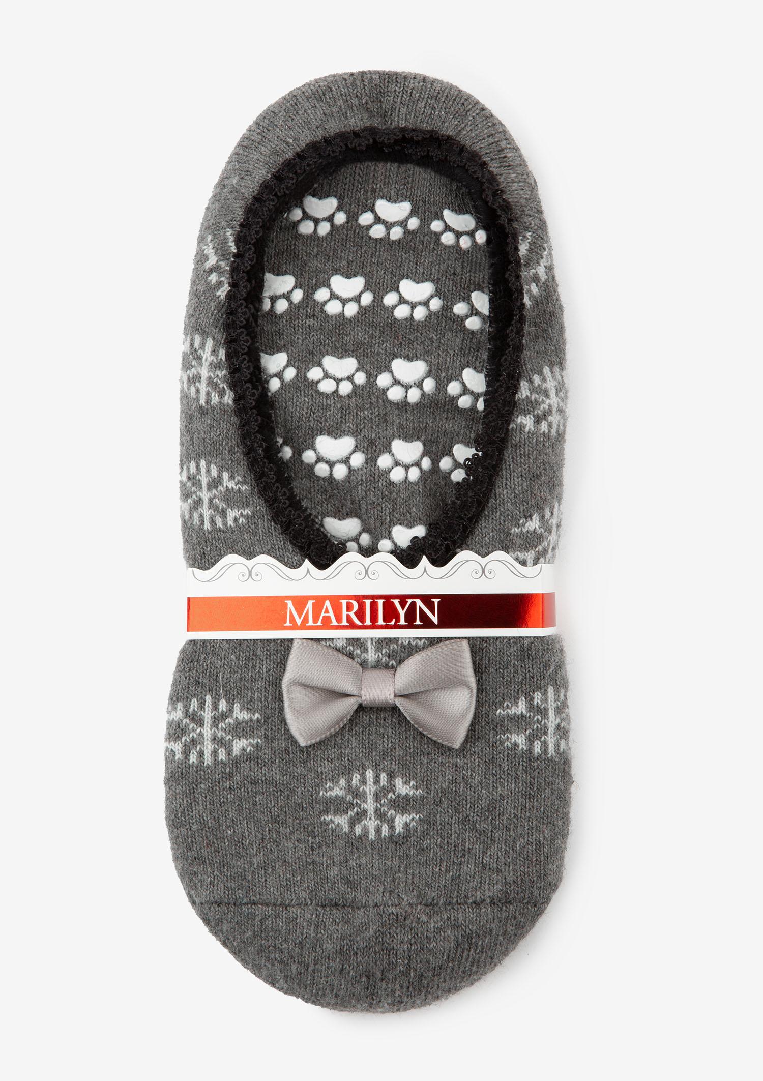 Skarpetki damskie typu baletki z angorą i podeszwą ABS D26 Marilyn, dark grey