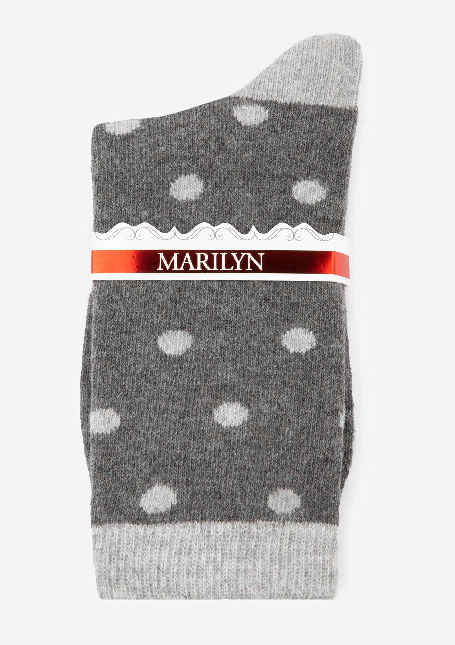 Skarpetki damskie ciepłe z angorą w stylowe groszki D32 Marilyn, dark grey